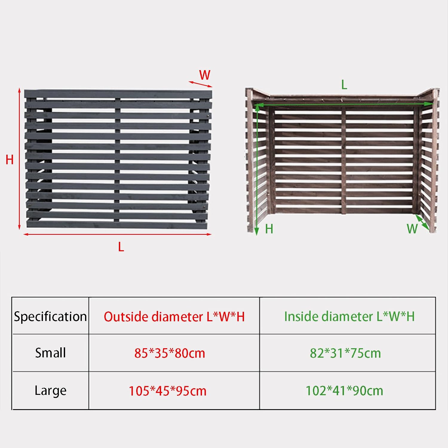  Housse En Bois Pour Climatiseur Extérieur - Protection Durable Avec écran D'intimité Caché - Résistant Aux Intempéries - Élégant Boîtier De Climatiseur Pour Une Utilisation En Extérieur