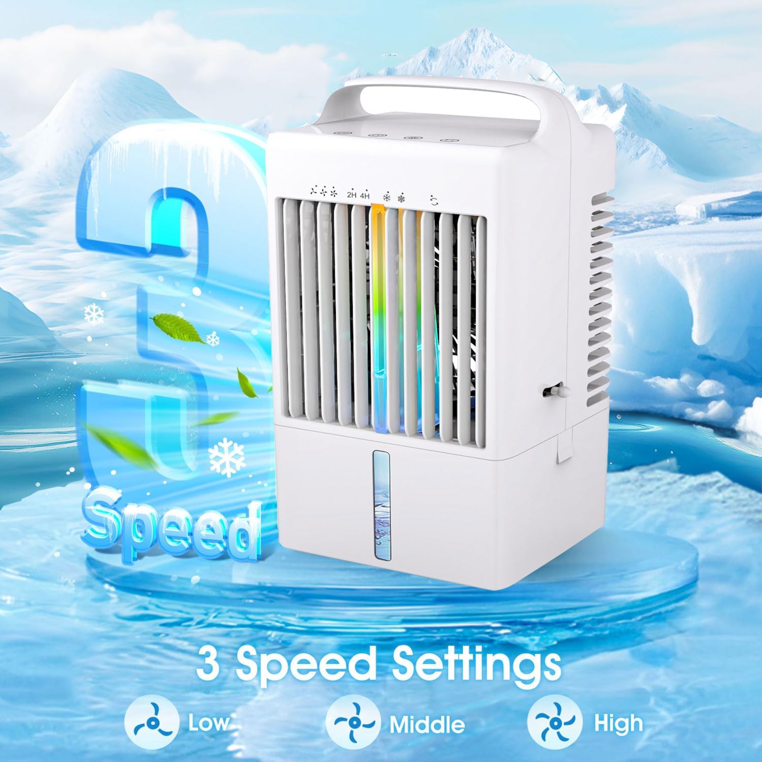 GENERIC Climatiseur Portable Personnel 3in1 Avec Réservoir De 900ml, 70 ° Pivotant, Murmure Et Minuterie, Refroidisseur D'air Compact Pour Le Bureau Home Travel