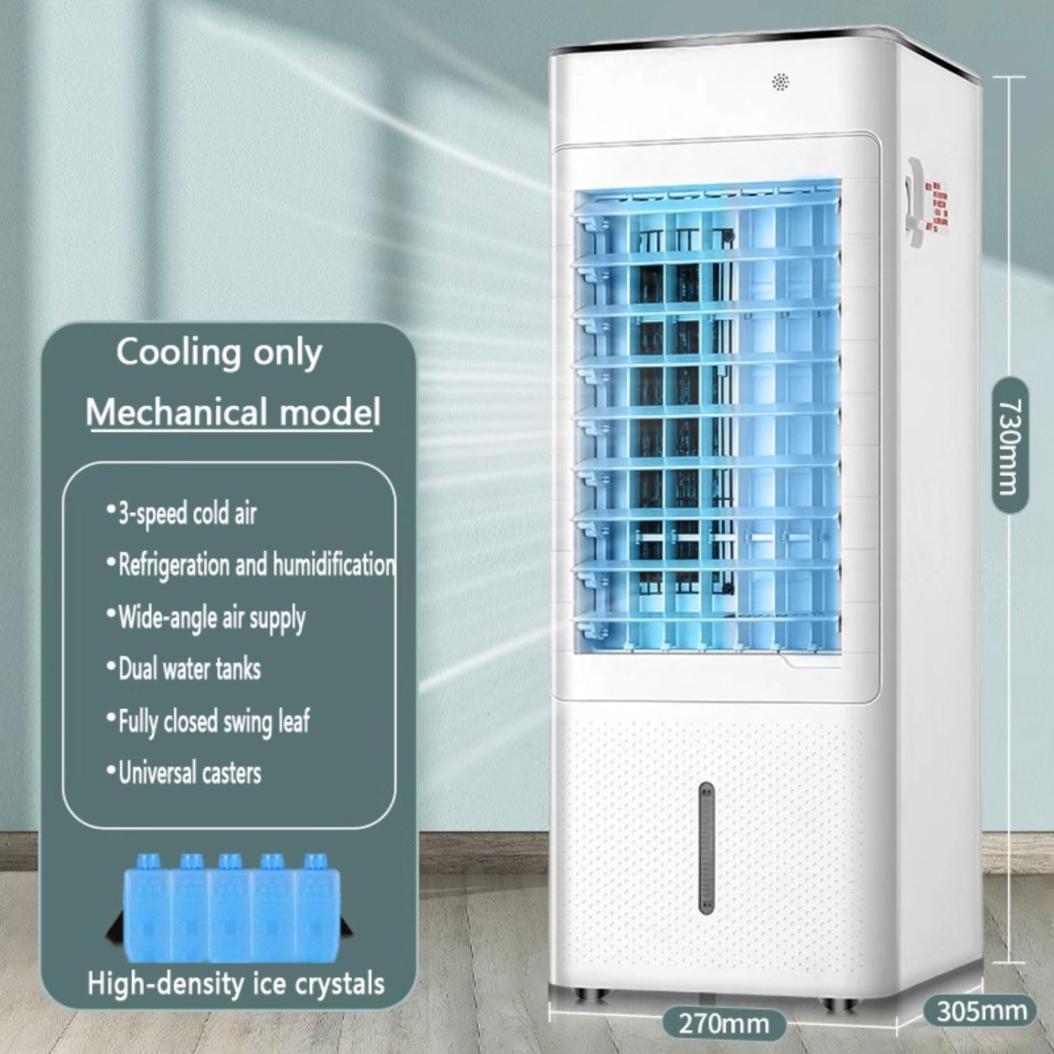 GENERIC Climatisation à évaporation Portable 3in1, Refroidisseur D'air Oscillant Avec Fonction D'humidificateur, Télécommande, Minuterie, 40dB Calme, Pour La Maison Et Le Bureau, Économe En énergie