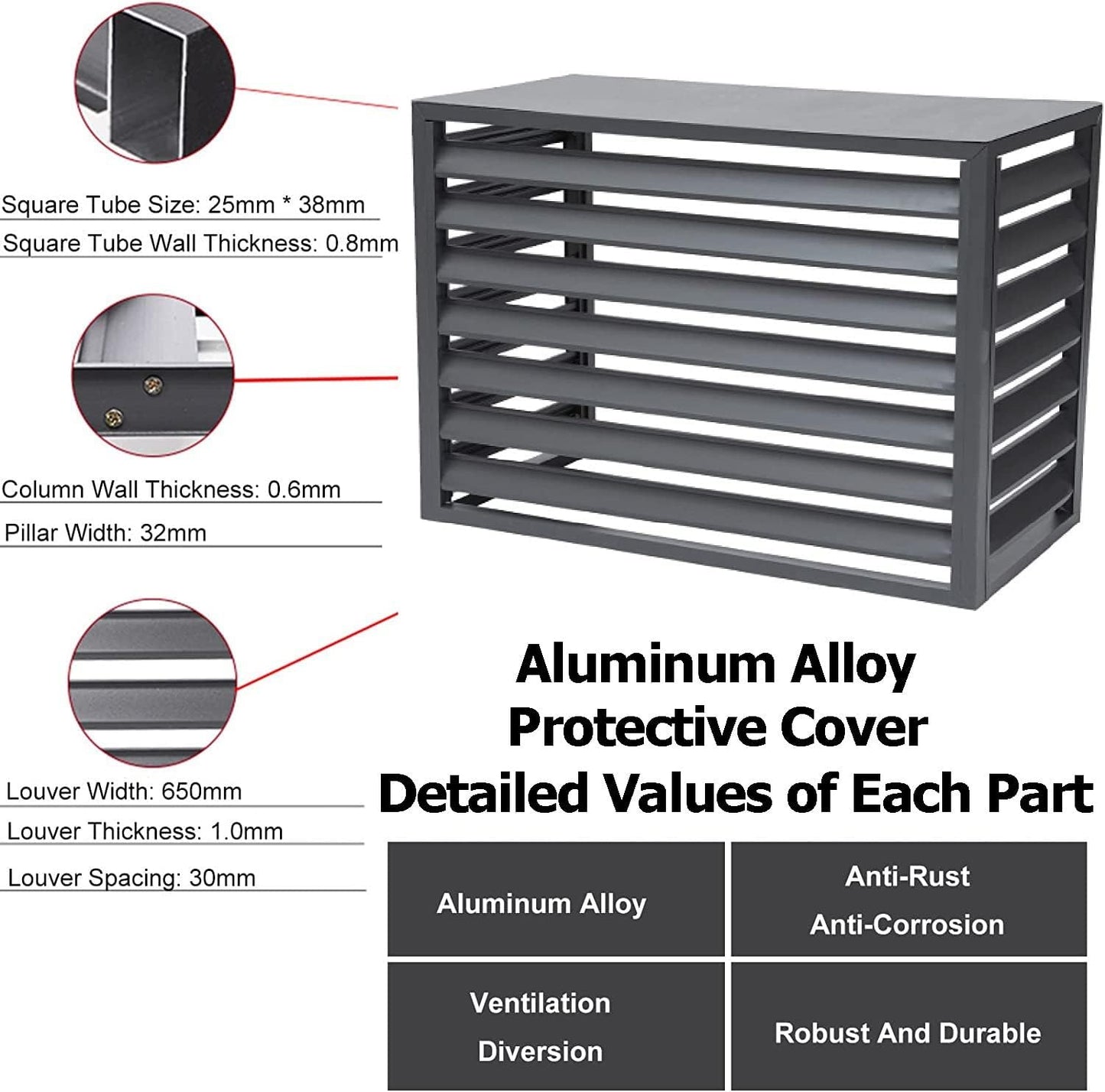 GENERIC Housse De Protection En Aluminium Pour Unité De Climatisation Extérieure - Protection Contre Les Intempéries - Pour Pompe à Chaleur - Équipement Extérieur - Grille De Protection Pour Climatiseur
