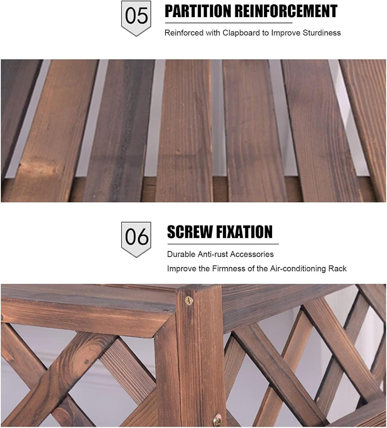  Housse En Bois Massif Pour Climatiseur - Écran De Protection Pour Pompe à Chaleur - Obturateur Multifonction - Poubelle Et Support De Fleurs - Grille AC D'extérieur