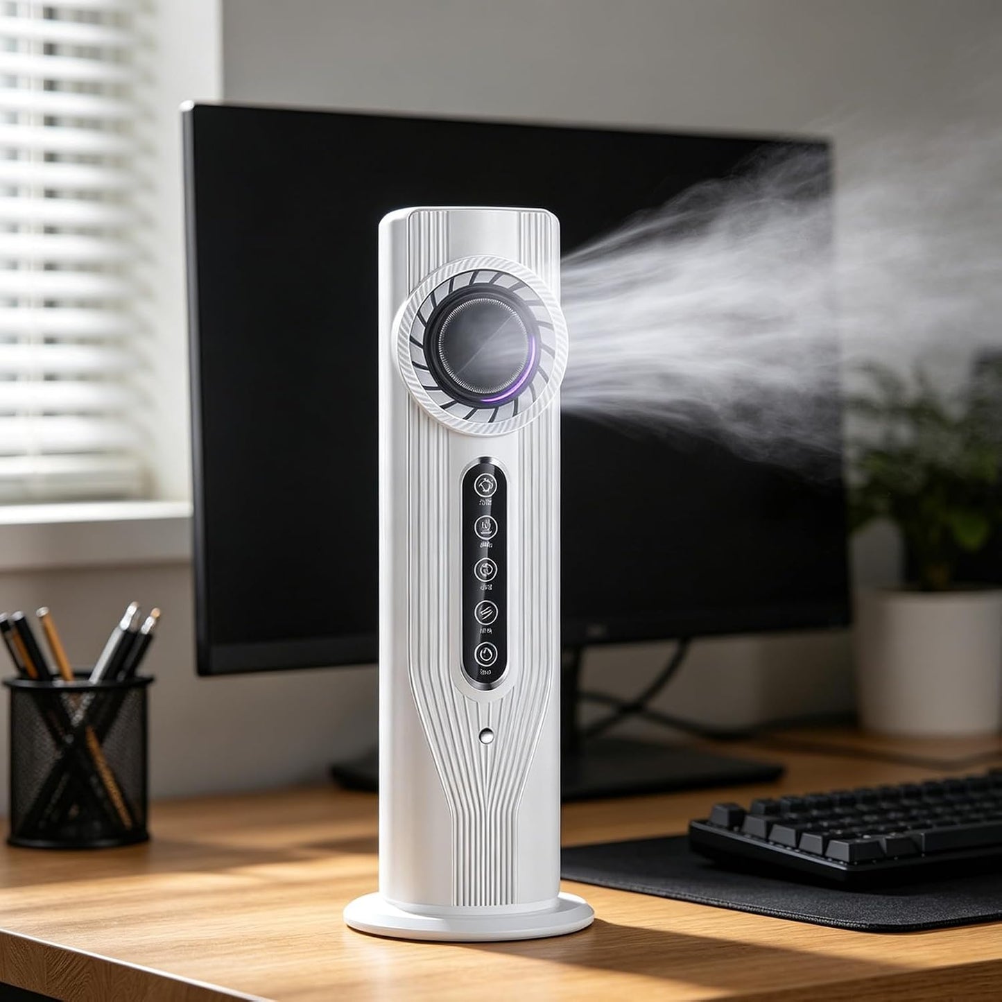  Climatiseur Mobile Sans Évacuation, Rafraichisseur D'Air Silencieux, Ventilateur Colonne Sans Lame, Climatiseur Portable Pour Chambre, Ventilateur De Table, Refroidisseur D'Air Gris Argent