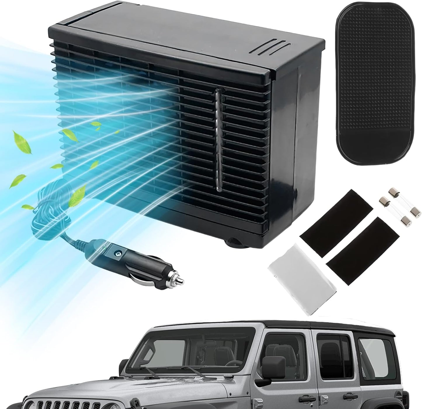 GENERIC Ventilateur Portatif Pour Climatiseur De Voiture, Ventilateur De Climatiseur Pour Véhicule Portable - Appareil De Soufflage Par évaporation 'eau De 12 V Pour Camion,