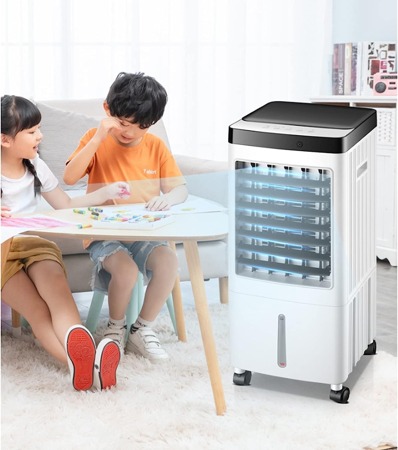  Climatiseur Mobile Sans Évacuation 12L 75W – Silencieux 40dB, 3 Modes (Normal/Naturel/Sommeil), Minuterie 7.5H, Réservoir Amovible & Télécommande – Idéal Pour Chambre, Bureau & Salon (Color-A)