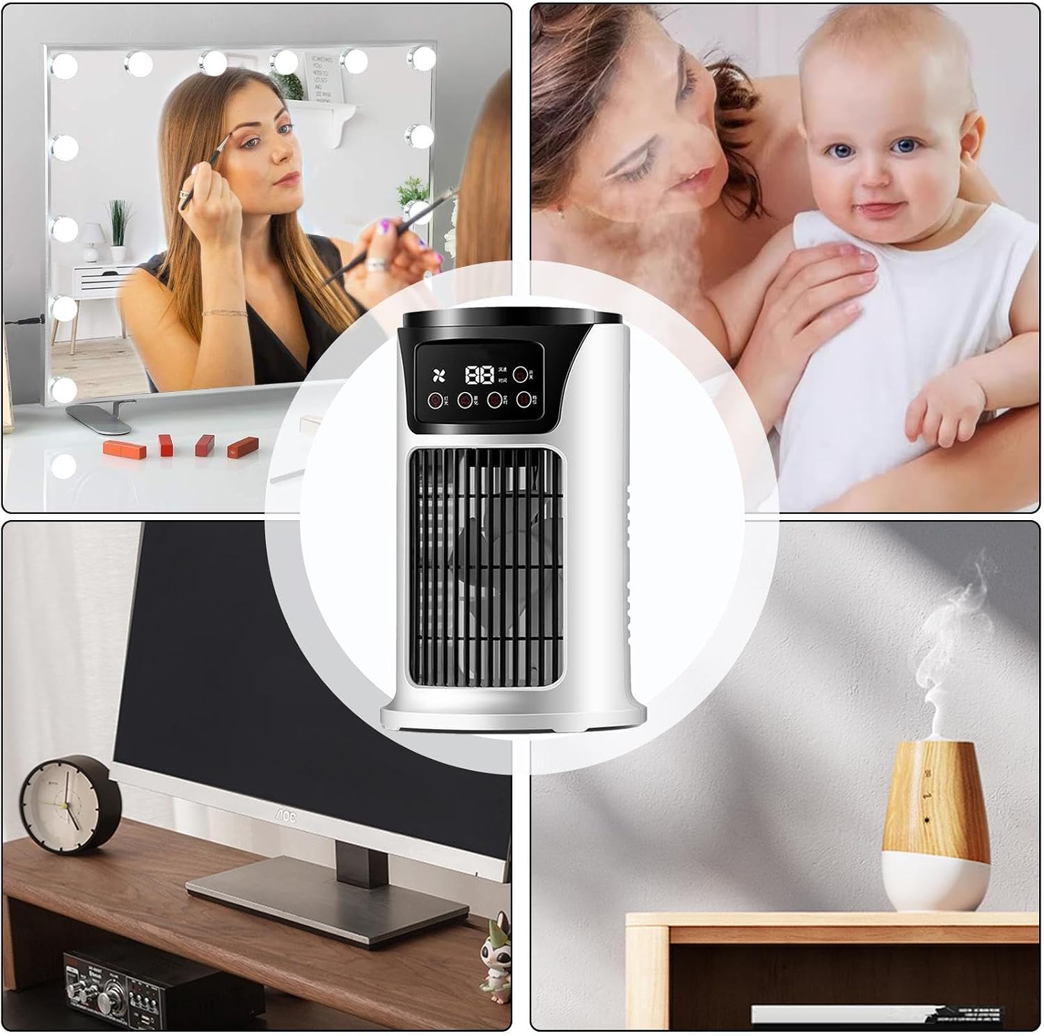 Ventilateur De Climatiseur Portable,Climatiseurs Portables | Climatisation Personnelle - Petit Refroidisseur D'air De Ventilateur De Refroidissement Silencieux De Climatisation Pour La Chambre à Couch
