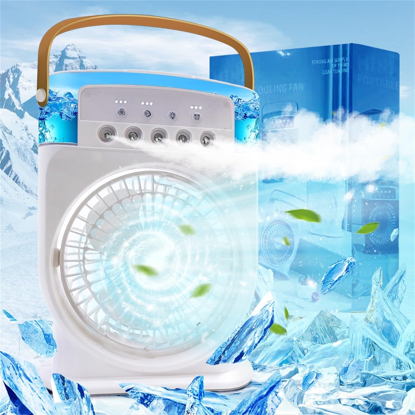  Climatiseur Portable Silencieux 4 En 1 - Ventilateur Brumisateur Eau, Mobile Sans Évacuation, Mini, Rechargeable - Clim Humidificateur Type-C Avec Minuterie (Blanc)