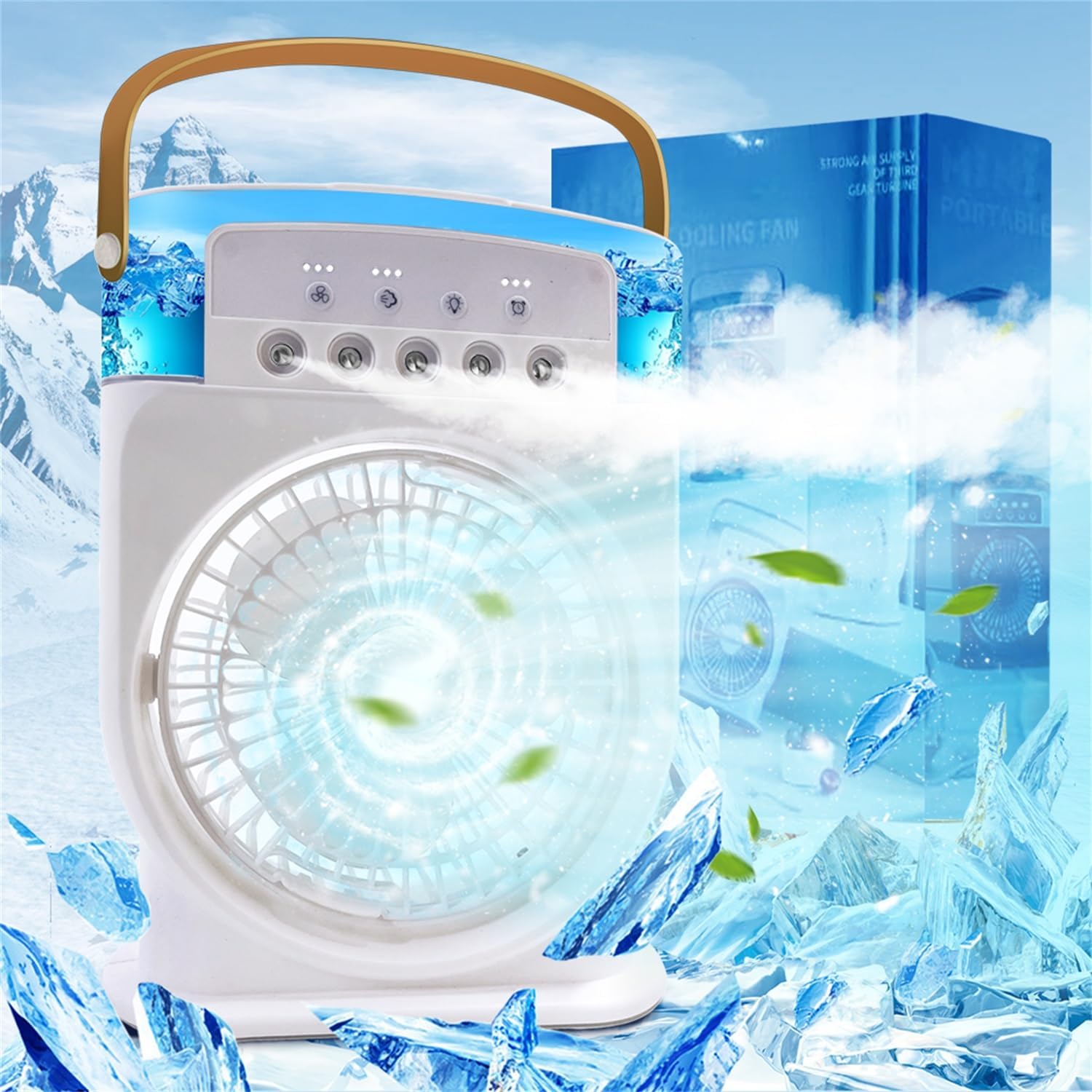  Climatiseur Portable Silencieux 4 En 1 - Ventilateur Brumisateur Eau, Mobile Sans Évacuation, Mini, Rechargeable - Clim Humidificateur Type-C Avec Minuterie (Blanc)