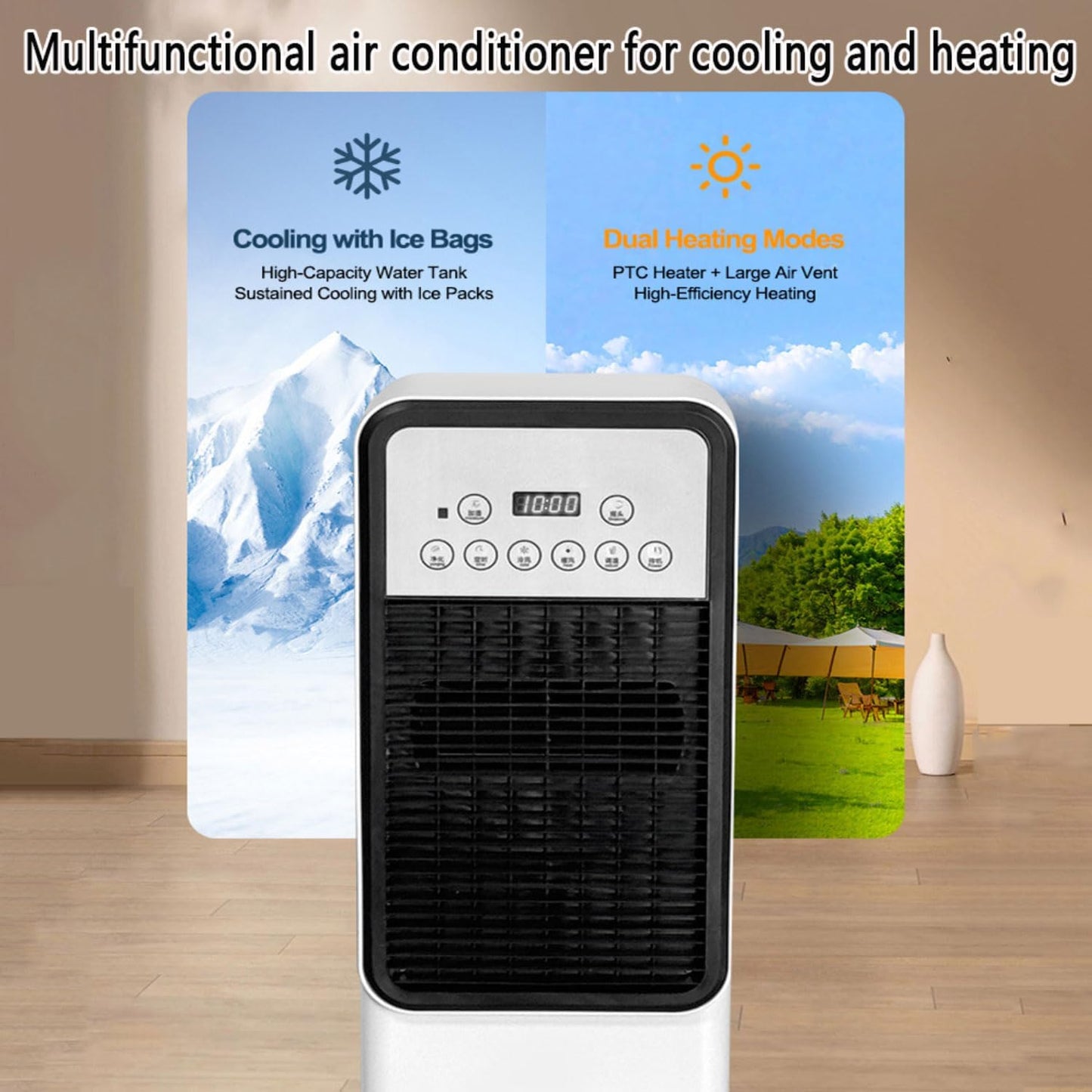 GENERIC Refroidisseur D'air Par évaporation – Ventilateur Tour De Refroidissement Portable Avec Réservoir D'eau De 3 L, Blocs De Glace, Télécommande Et 3 Vitesses Pour Chambre à Coucher