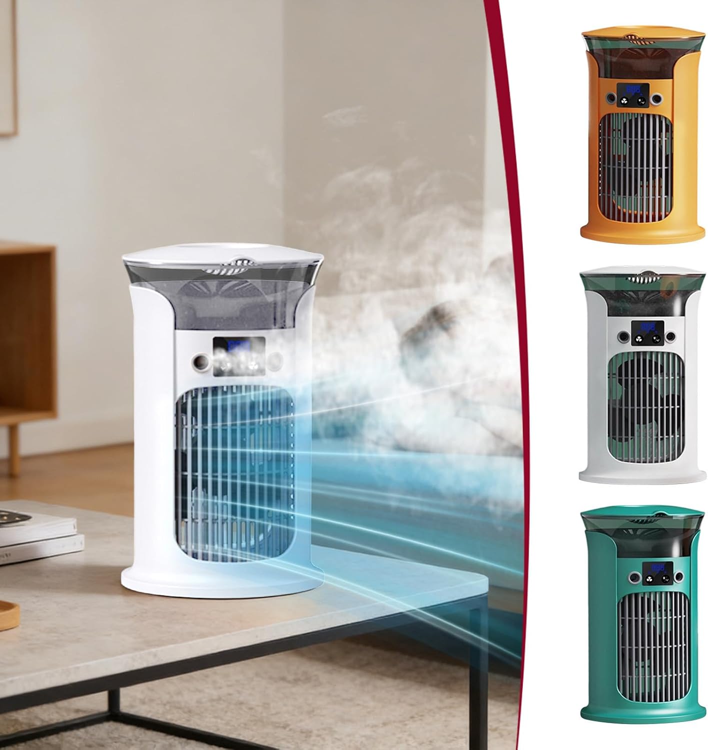  Mini Climatiseur Portable, Rafraîchisseur D'air évaporatif USB, 3 Vitesses, Sans Tuyau D'évacuation, Silencieux, Idéal Pour La Maison, Le Bureau Ou Une Chambre, Réservoir D'eau De 880 Ml (Blanc)