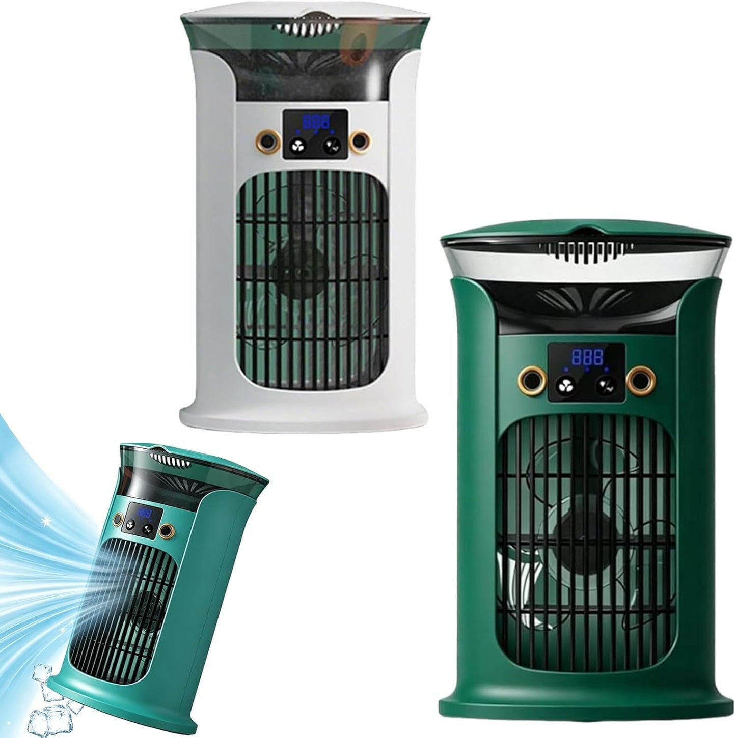 GENERIC Ventilateur De Refroidisseur D'air De Bureau 3-en-1, Ventilateur De Refroidissement De Climatiseur Portable Avec Humidificateur De Réservoir D'eau Et éclairage à Sept Couleurs (Blanc + Jaune)