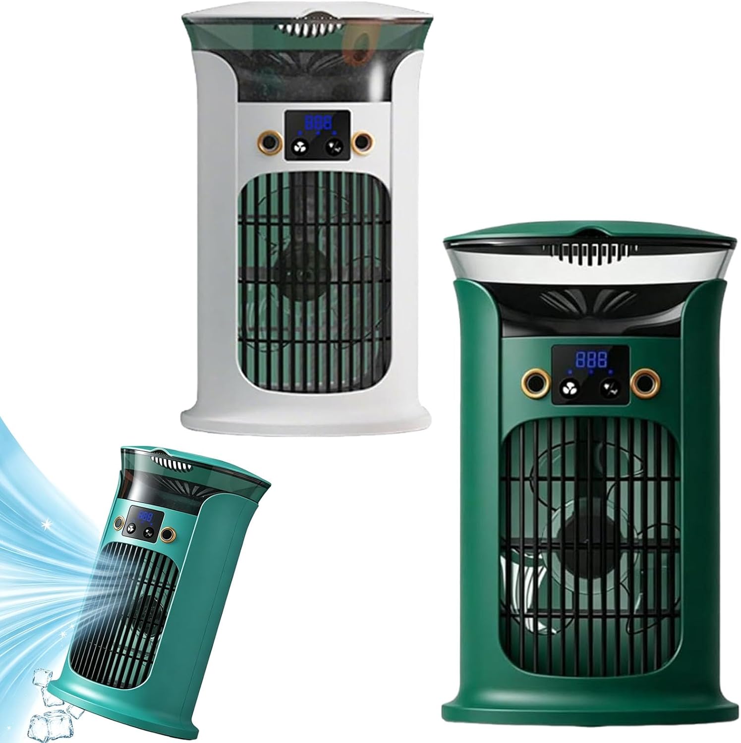 GENERIC Ventilateur De Refroidisseur D'air De Bureau 3-en-1, Ventilateur De Refroidissement De Climatiseur Portable Avec Humidificateur De Réservoir D'eau Et éclairage à Sept Couleurs (Blanc + Jaune)