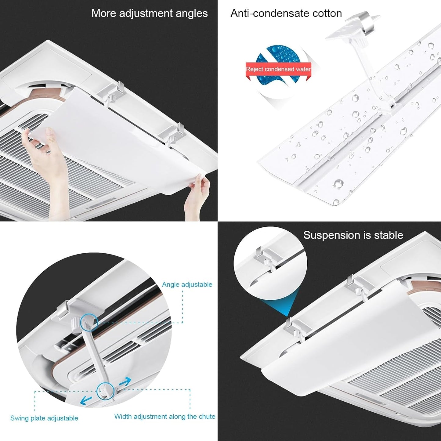  Déflecteur Climatiseur Split Mobile Réglable, Améliorer Climatiseur Mobile La Circulation Du Refroidissement Et Du Chauffage. (Size : 45cm(17.7in))