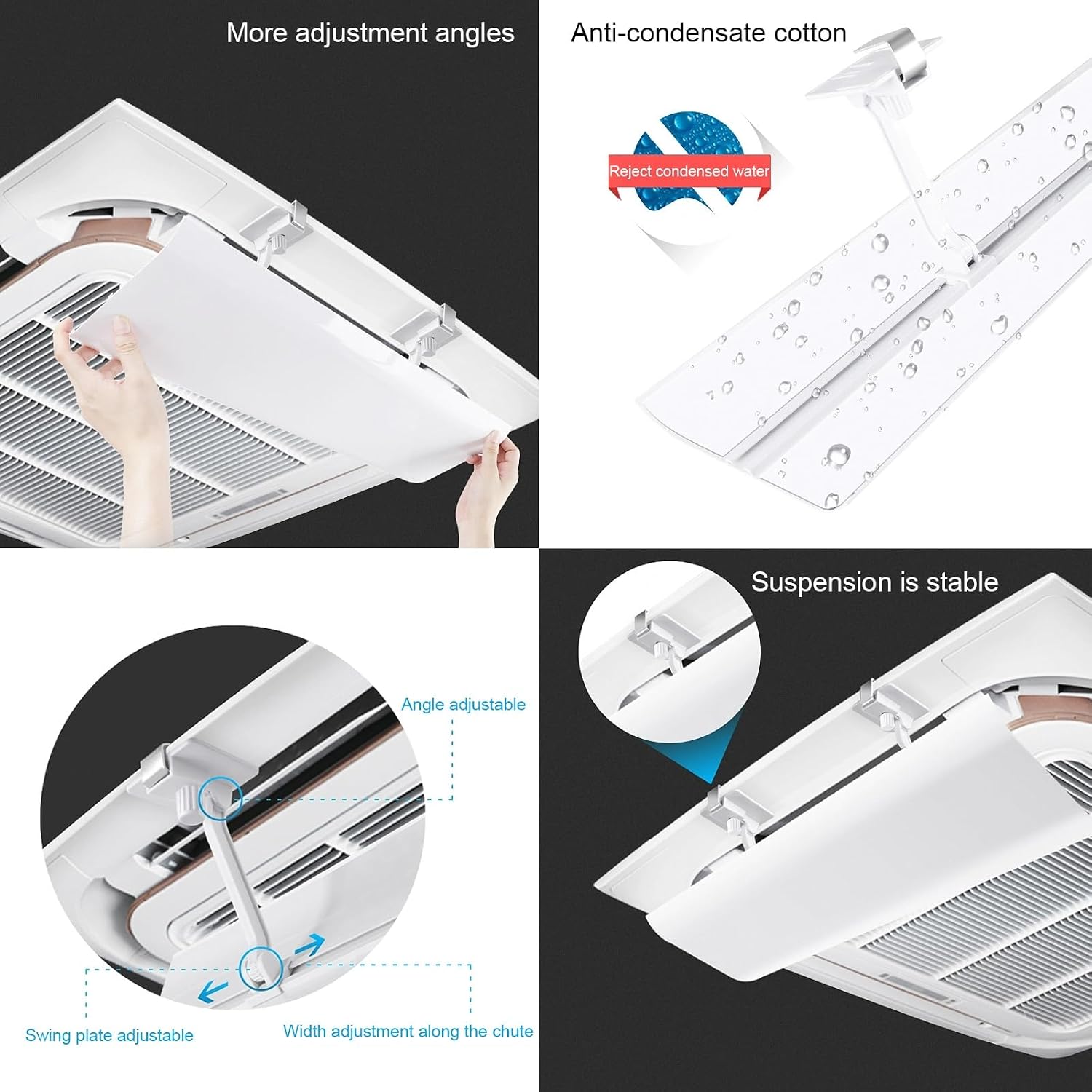  Déflecteur Climatiseur Split Mobile Réglable, Améliorer Climatiseur Mobile La Circulation Du Refroidissement Et Du Chauffage. (Size : 45cm(17.7in))