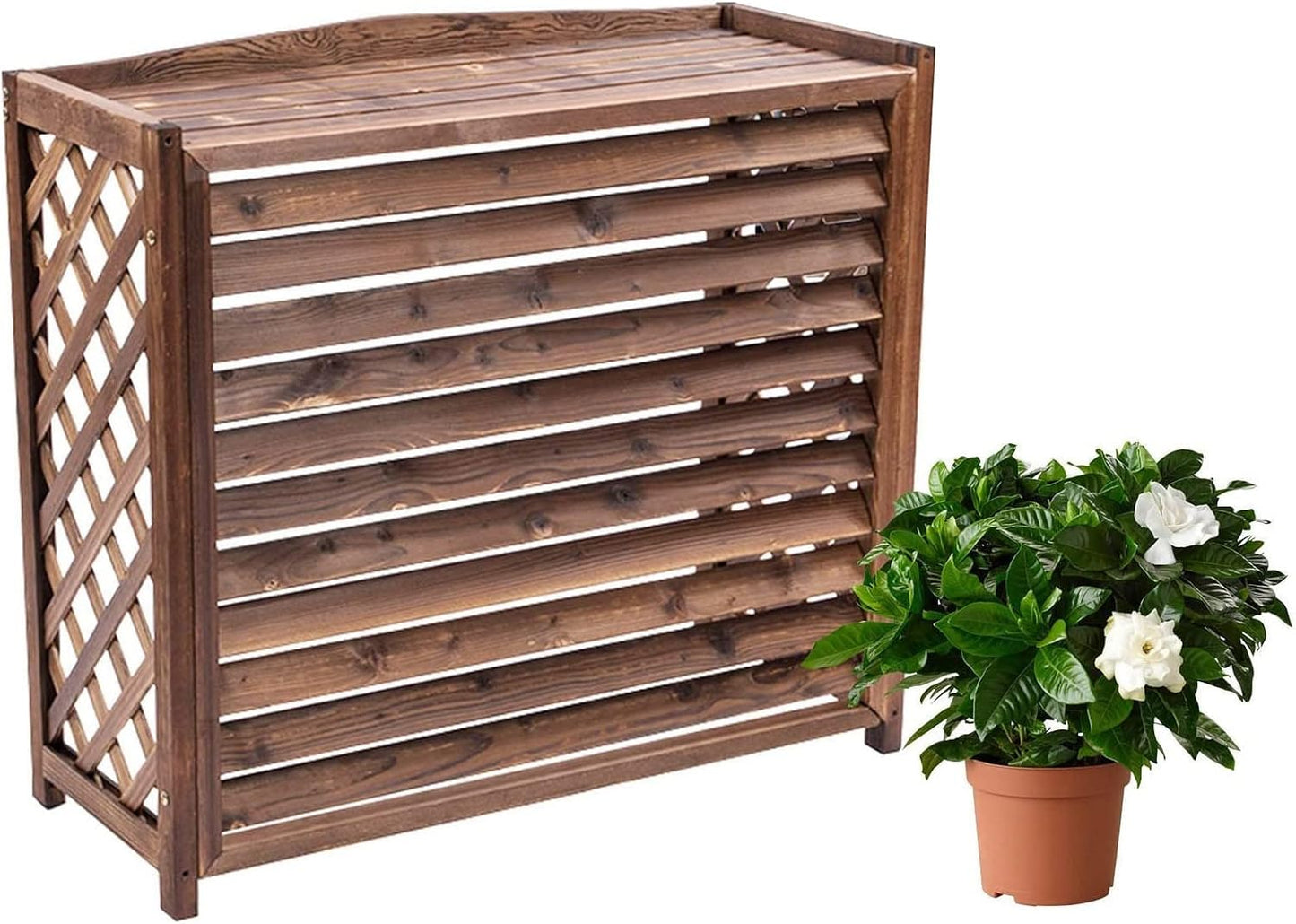 GENERIC Housse De Protection En Bois Pour Climatiseur Extérieur – Support Caché Robuste Pour Unités De Climatisation Et Pompes à Chaleur – Grilles De Protection En Bois Massif – Clôture Imperméable Et Support