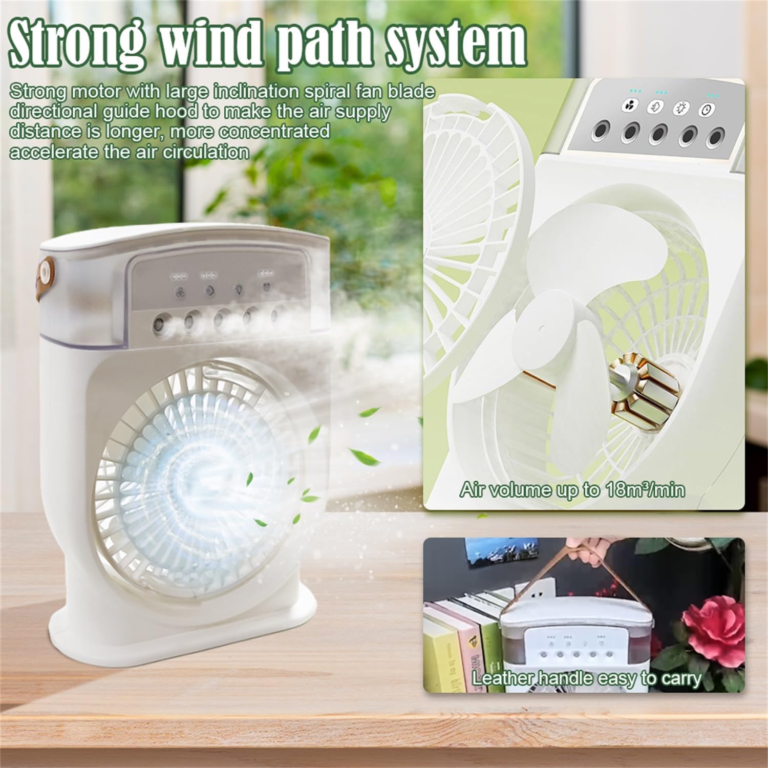  Climatiseur Portable Silencieux 4 En 1 - Ventilateur Brumisateur Eau, Mobile Sans Évacuation, Mini, Rechargeable - Clim Humidificateur Type-C Avec Minuterie (Blanc)