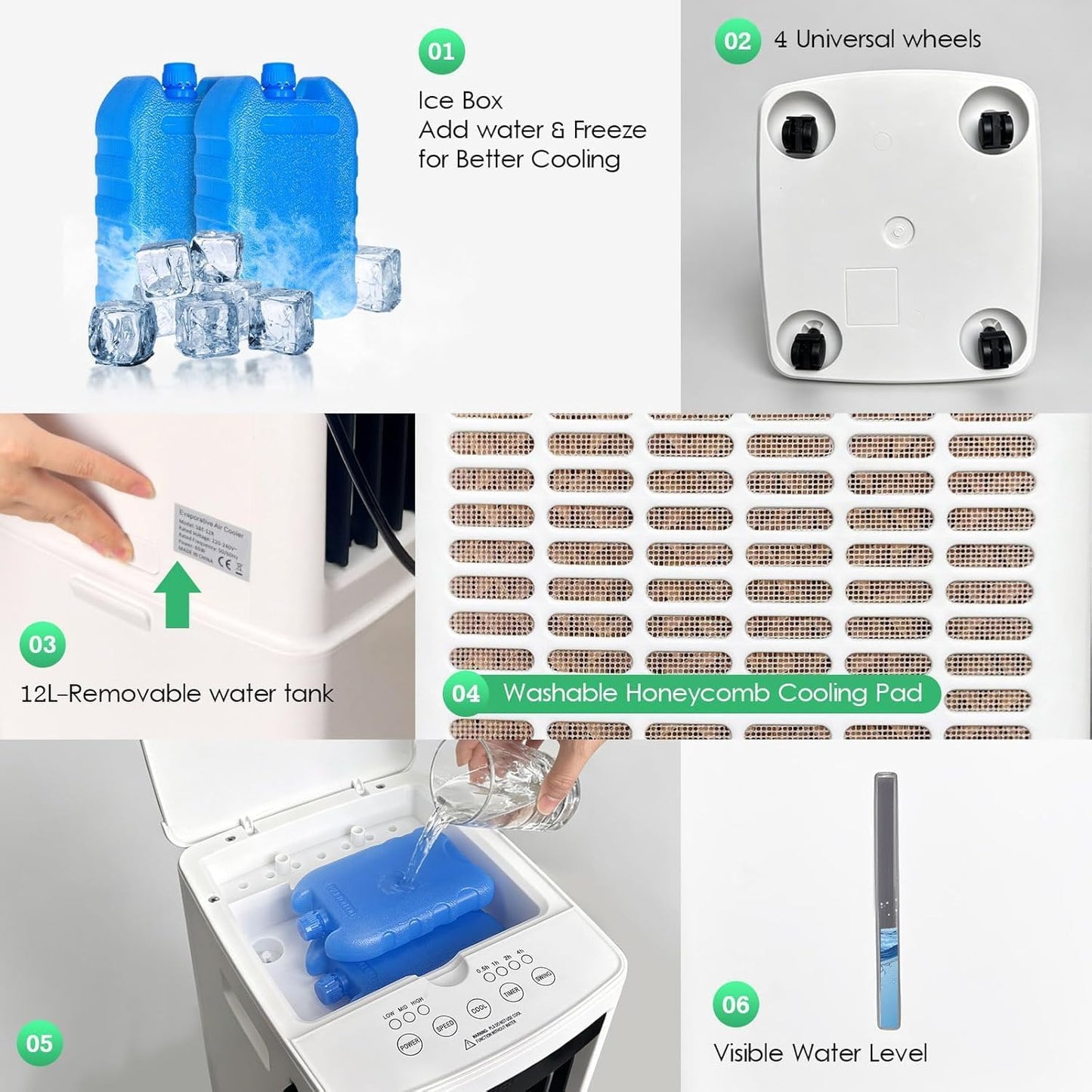 GENERIC Refroidisseur De Marais – Refroidisseur Par évaporation De 4 000 CFM, Réservoir De 3 Litres, 3 Modes, Télécommande, Minuterie Pour Chambre, Maison, Bureau