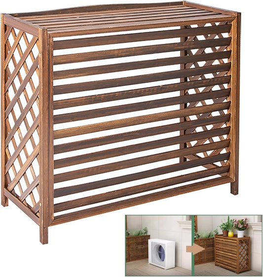GENERIC Housse En Bois Pour Climatiseur D'extérieur Et étagère Pour Plantes, Coupe-vent, Protection Contre Le Soleil Pour Unité De Climatisation Et Décoration De Jardin, Accessoire Polyvalent Pour La Maison