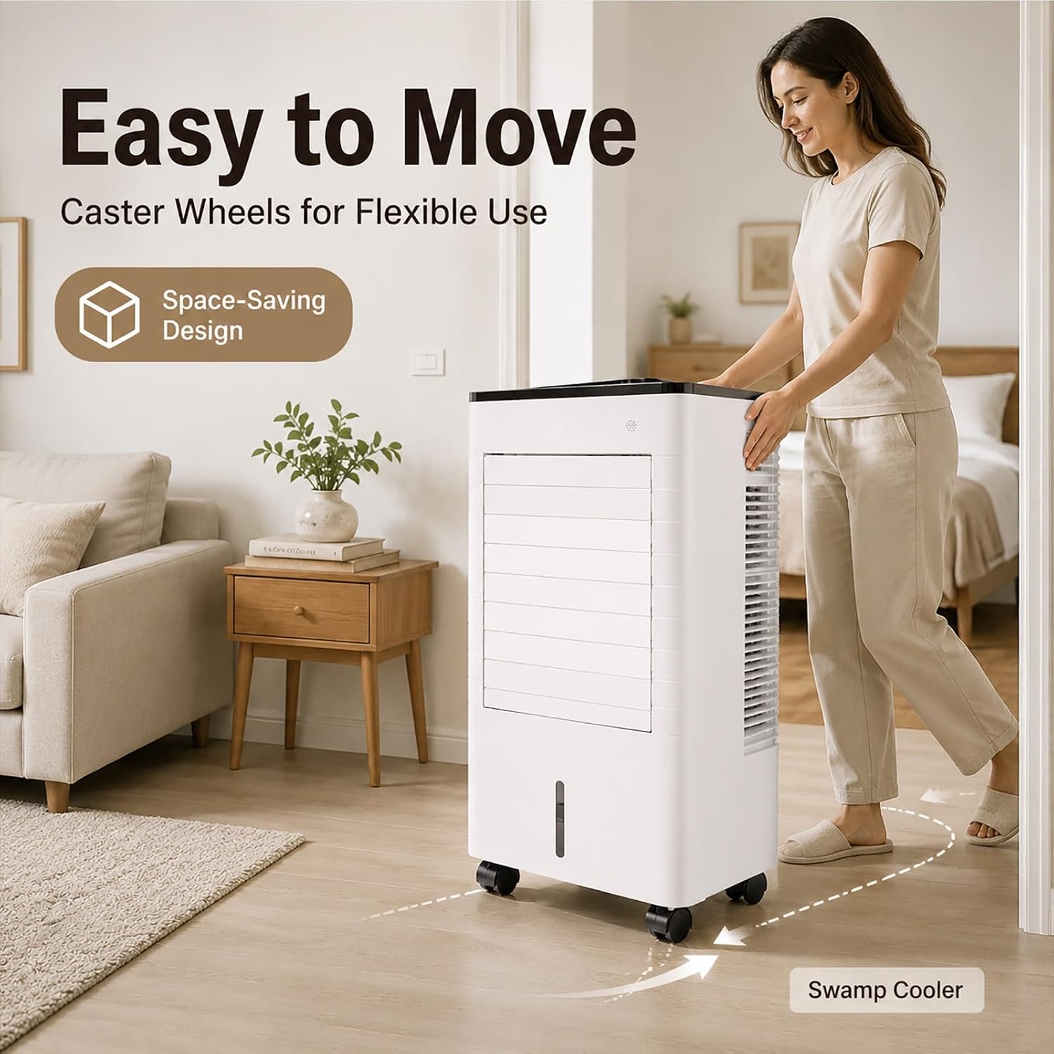  Rafraîchisseur D'air Par évaporation Portable, Rafraîchisseur D'air Avec TéLécommande, 3 Vitesses, Minuteur 12 H Pour Garage Entrepôt Ou Terrasse