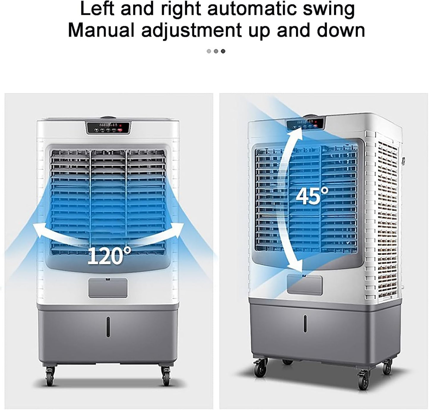 GENERIC Refroidisseur D'évaporation Portable 55L Réservoir 3 Vitesses Ventilateur Oscillant Rideau De Glace Humidifier Purificateur D'air Pour Le Bureau à Domicile Salon Garage 160W Dispositif De Refroidissem