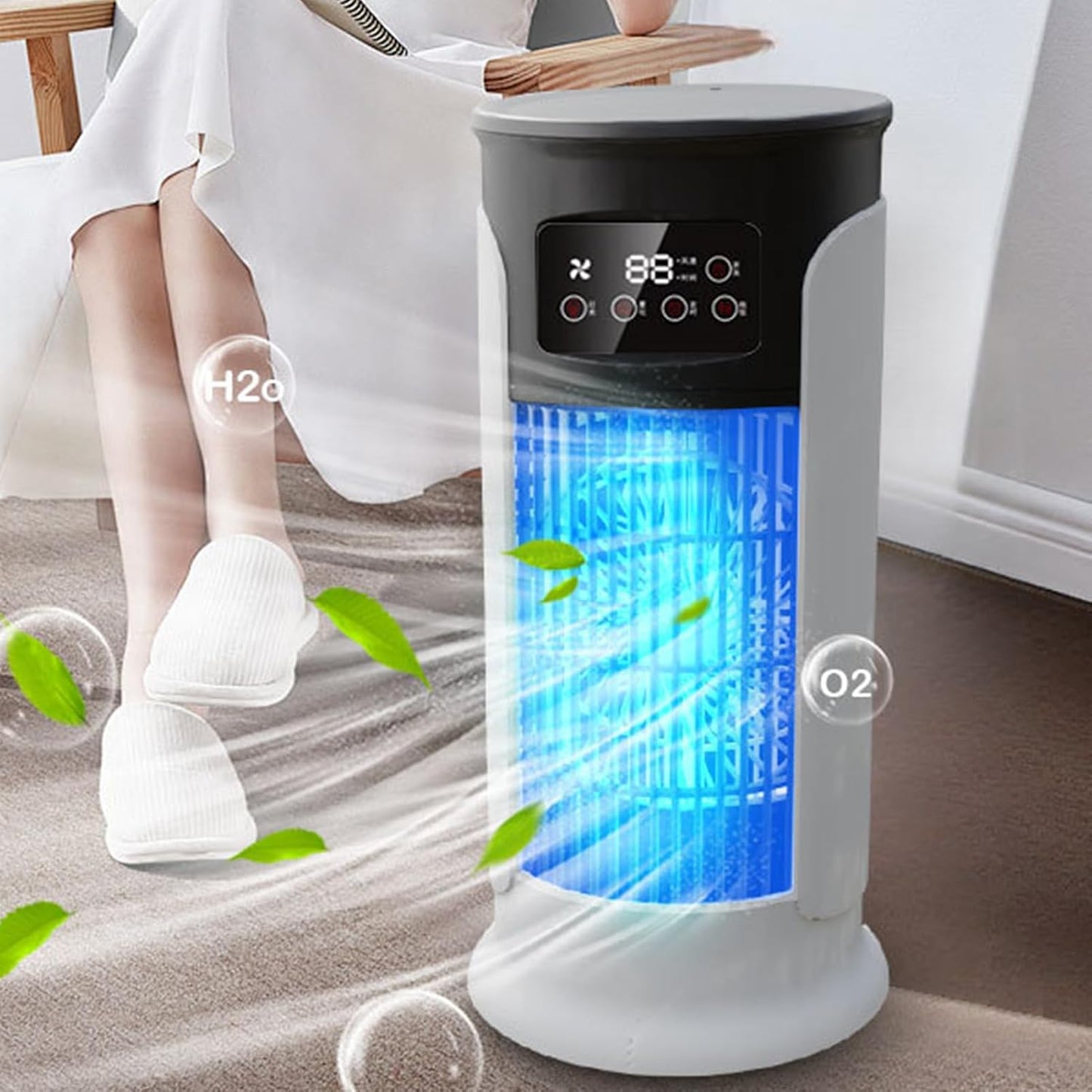  Ventilateur Climatiseur, Ventilateur Personnel Rafraîchisseur D'Air Évaporatif, Vitesses Réglables - Réservoir 300ml - Silencieux Pour Bureau, Domicile Et Voyage