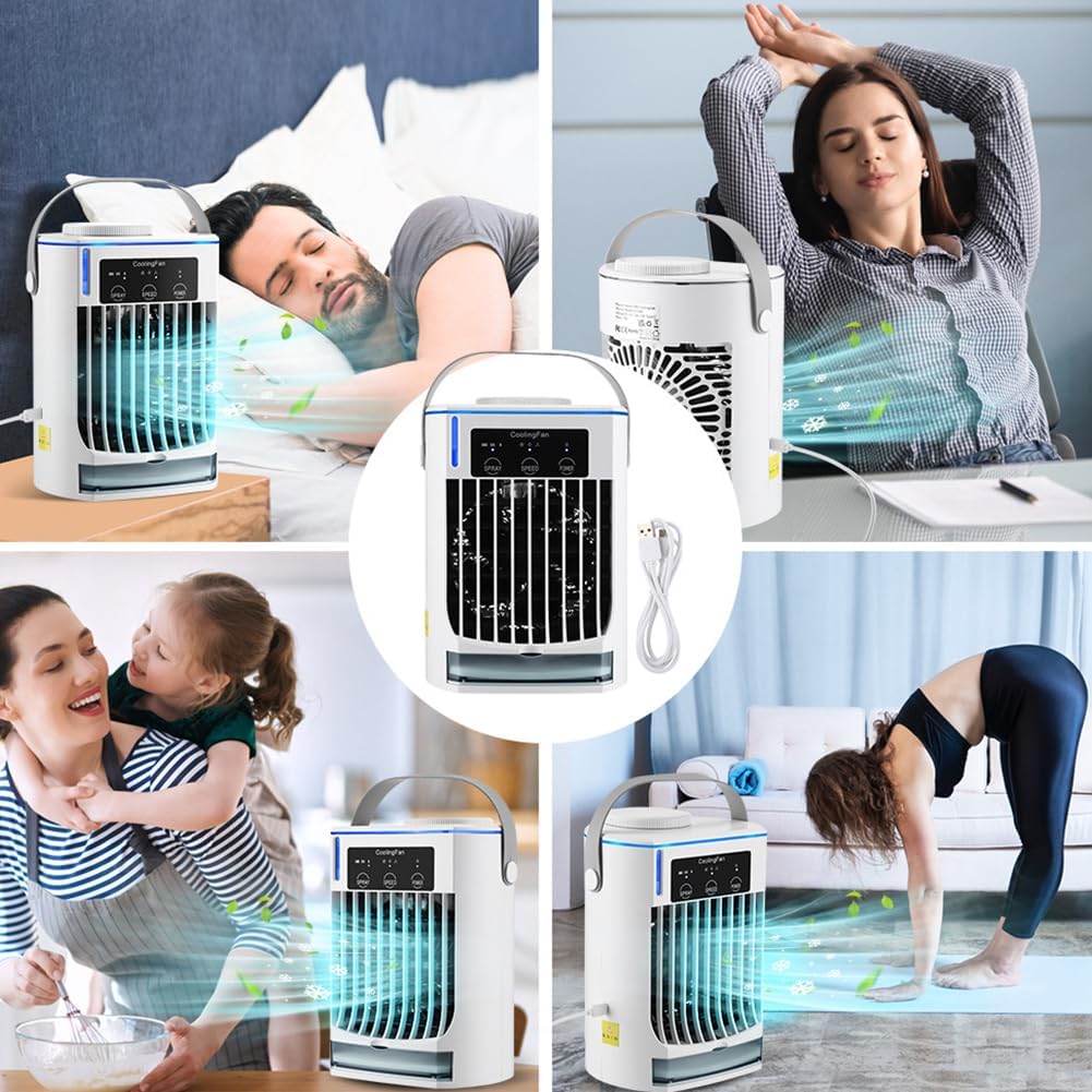  Ventilateur Brumisateur Portable, Ventilateur De Pulvérisation D'eau, Refroidisseur D'air Personnel USB Par évaporation à 3 Vitesses Avec Réservoir D'eau De 500 Ml Pour Le Camping, L