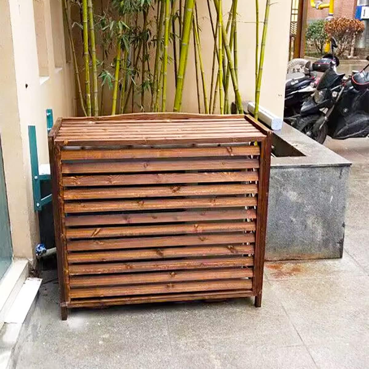  Housse De Climatiseur En Bois Pour Extérieur, Volets Décoratifs Et Grilles De Protection, Support De Fleur Pour Unité AC, Clôture Résistante Aux Intempéries (taille : 105 X 47 X 100 Cm)