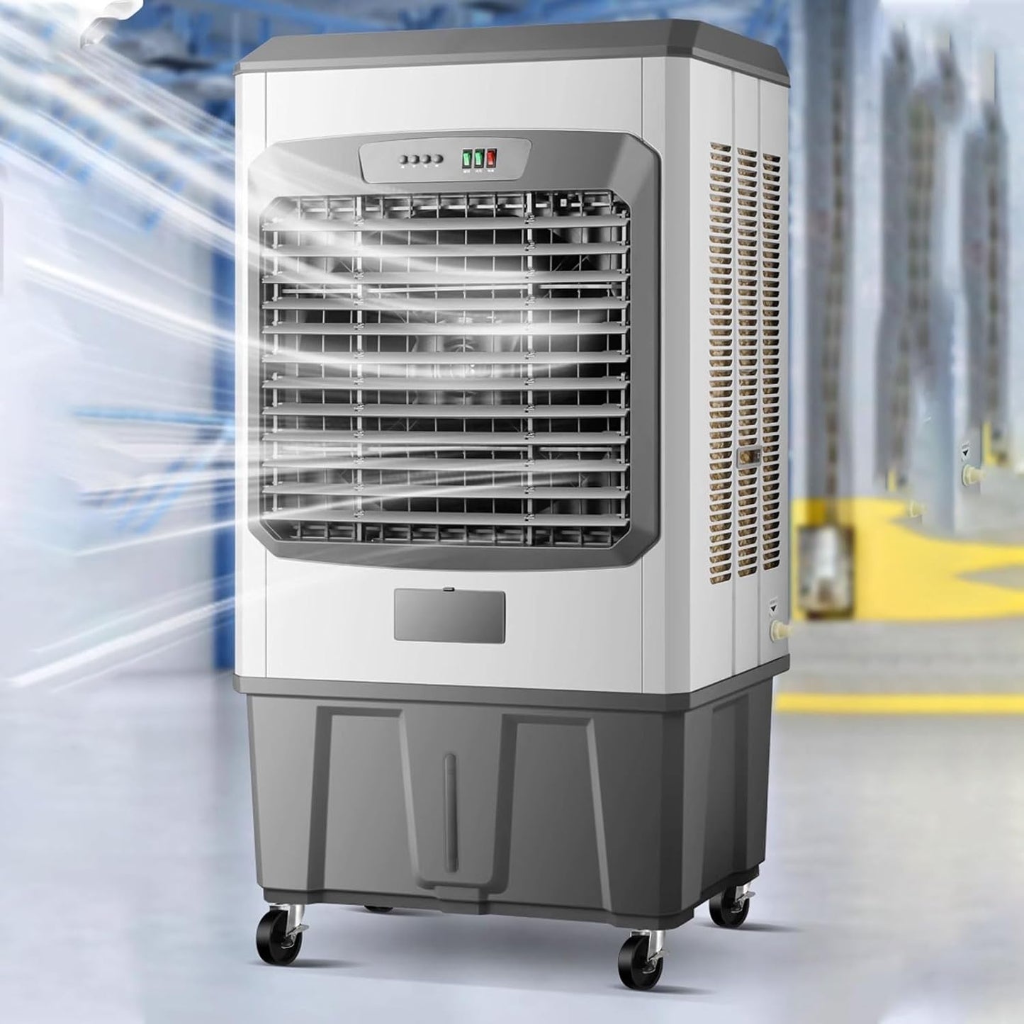 GENERIC Climatiseur Mobile 3 Vitesses Refroidisseur D'air Avec 6 Blocs Réfrigérants Et Un Tuyau De Raccordement D'eau 150 L Grand Réservoir D'eau 220 V