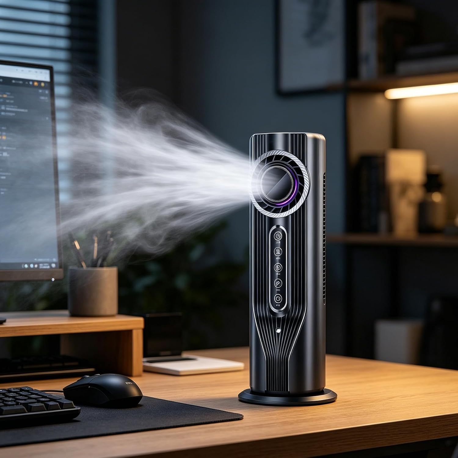  Climatiseur Mobile Sans Évacuation, Rafraichisseur D'Air Silencieux, Ventilateur Colonne Sans Lame, Climatiseur Portable Pour Chambre, Ventilateur De Table, Refroidisseur D'Air Gris Argent