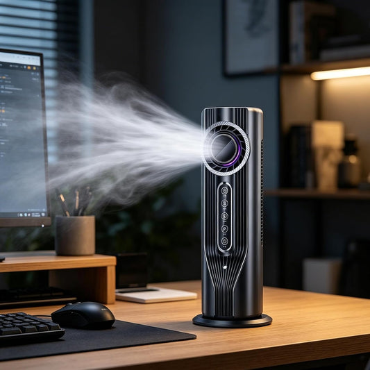  Climatiseur Mobile Sans Évacuation, Rafraichisseur D'Air Silencieux, Ventilateur Colonne Sans Lame, Climatiseur Portable Pour Chambre, Ventilateur De Table, Refroidisseur D'Air Gris Argent