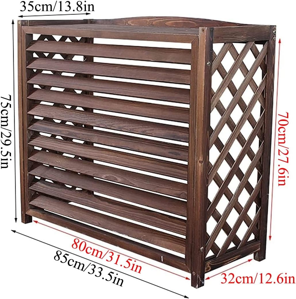 GENERIC Housse De Protection En Bois Pour Climatiseur Extérieur – Support Caché Robuste Pour Unités De Climatisation Et Pompes à Chaleur – Grilles De Protection En Bois Massif – Clôture Imperméable Et Support