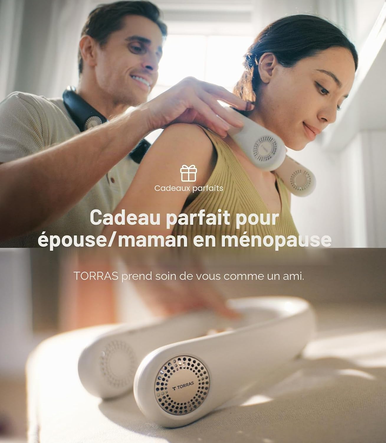  TORRAS COOLiFY Air 2025 Ventilateur De Cou Amélioré Climatiseur, Refroidissement Pro à Double Flux D'air, Ventilateur Portable Ultra-léger Rechargeable, Ventilateur De Refroidissement Personnel