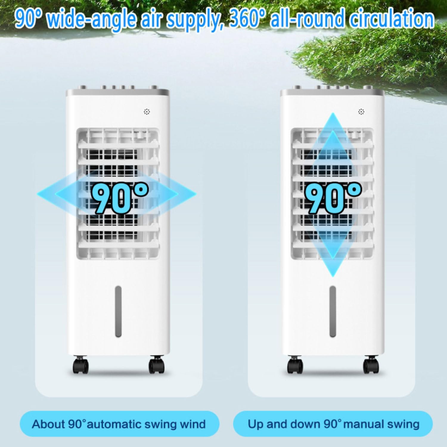 GENERIC Refroidisseur D'air évaporatif Portable Avec Affichage LED, Ventilateur De Pack De Glace De Réservoir De 9L, Humidificateur Silencieux De 3 Vitesses De Minuterie De 8H Pour La Chambre De Bureau à Domi