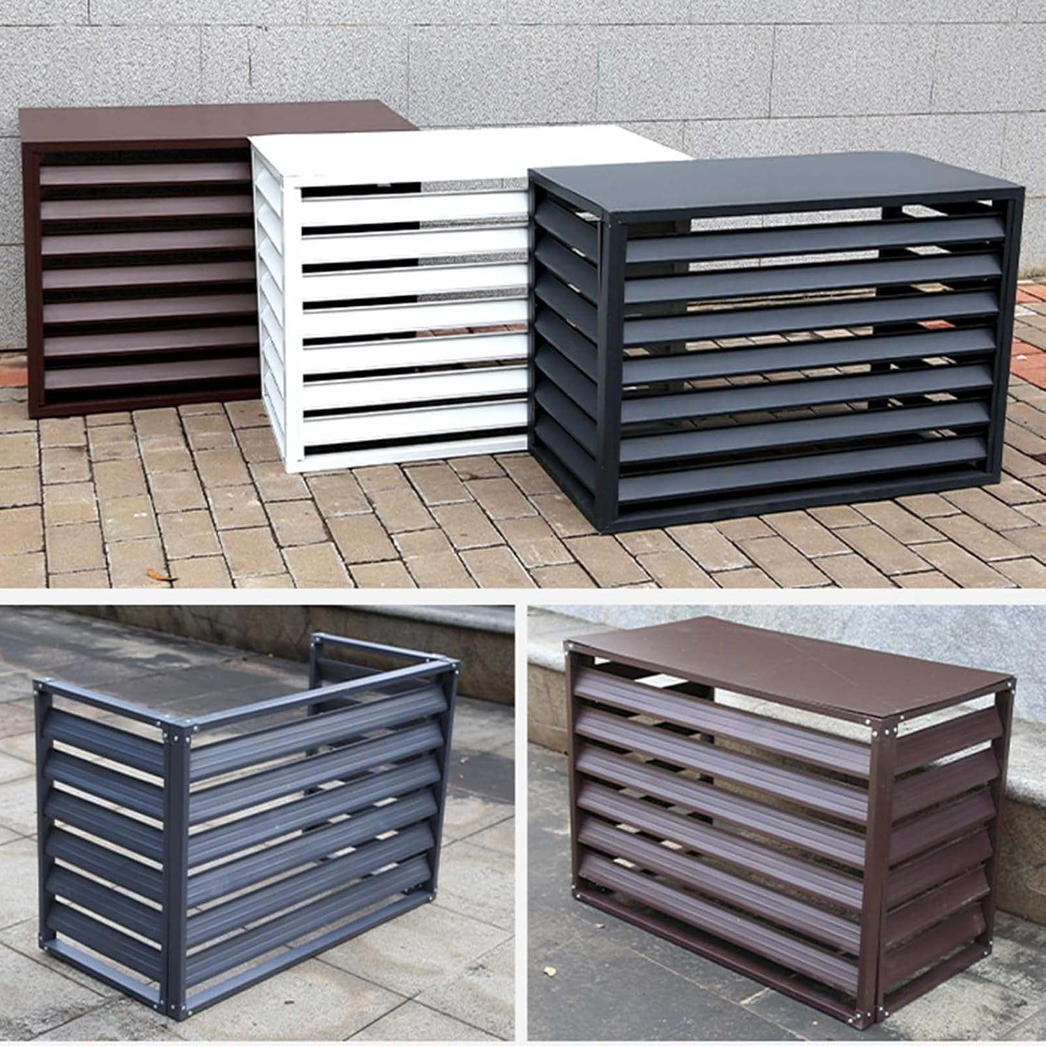 GENERIC Housse En Aluminium Pour Climatiseur Toutes Saisons – Décoration Extérieure Pour Unités De Climatisation Et Poubelles – Protection Autoportante Pour équipement D'extérieur