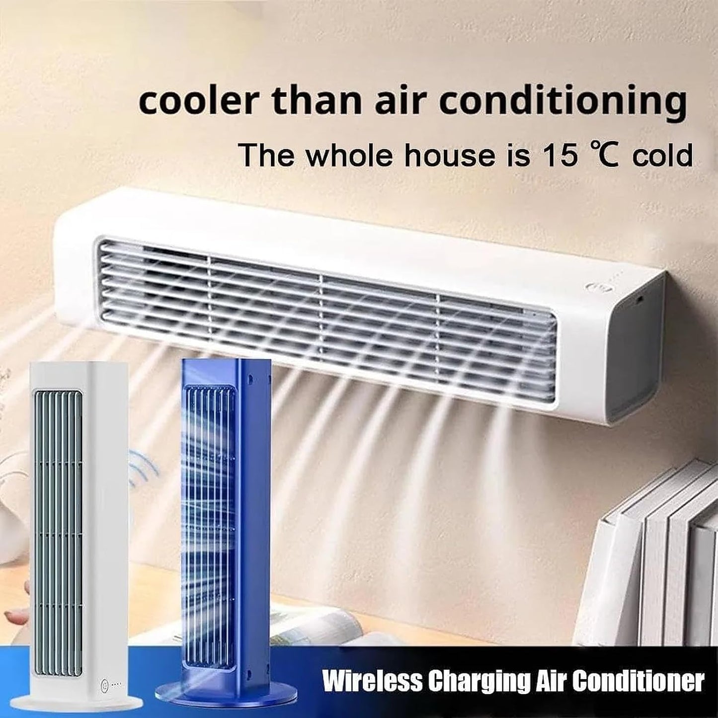  Ventilateur De Refroidissement Portable à 3 Vitesses, Refroidisseur D'air Mural Sans Fil Avec Autonomie 24H, Climatisation Personnelle Silencieuse Pour Bureau De Chambre à Coucher Bureau Voiture Burea