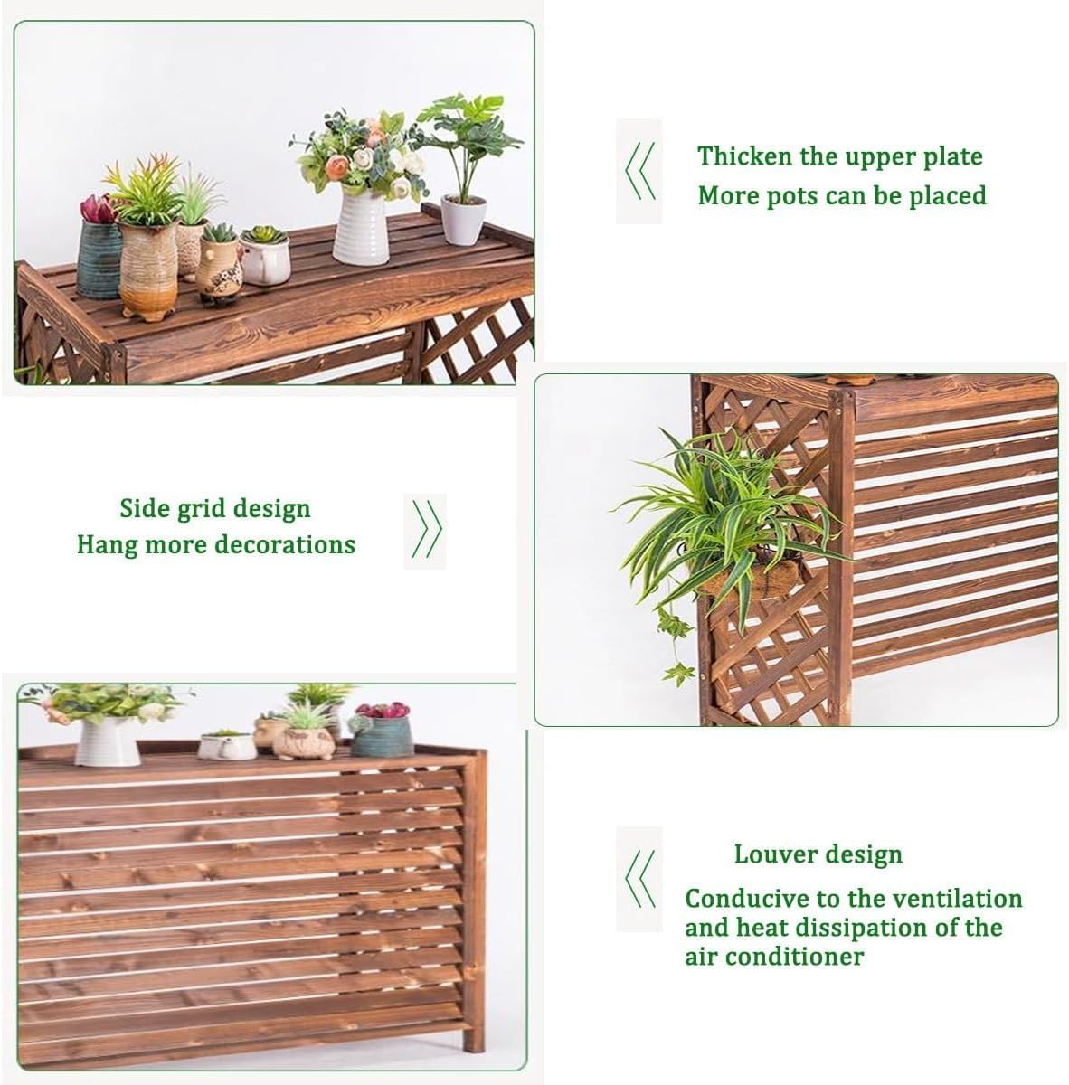 GENERIC Housse En Bois Massif Pour Climatiseur Et Support De Fleurs Avec Stores Finition Marron élégante Taille 105 X 47 X 100 Cm – Parfait Pour La Décoration De La Maison Et La Protection De La Climatisation