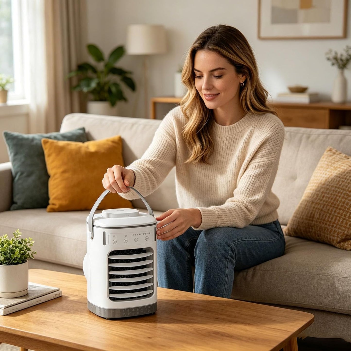  Refroidisseur D'Air Évaporatif Silencieux Portable Avec Télécommande Et Réservoir, Ventilateur Colonne Sans Pales D'Été, Climatiseur Intelligent Mobile Pour Salon, Chambre, Dortoir