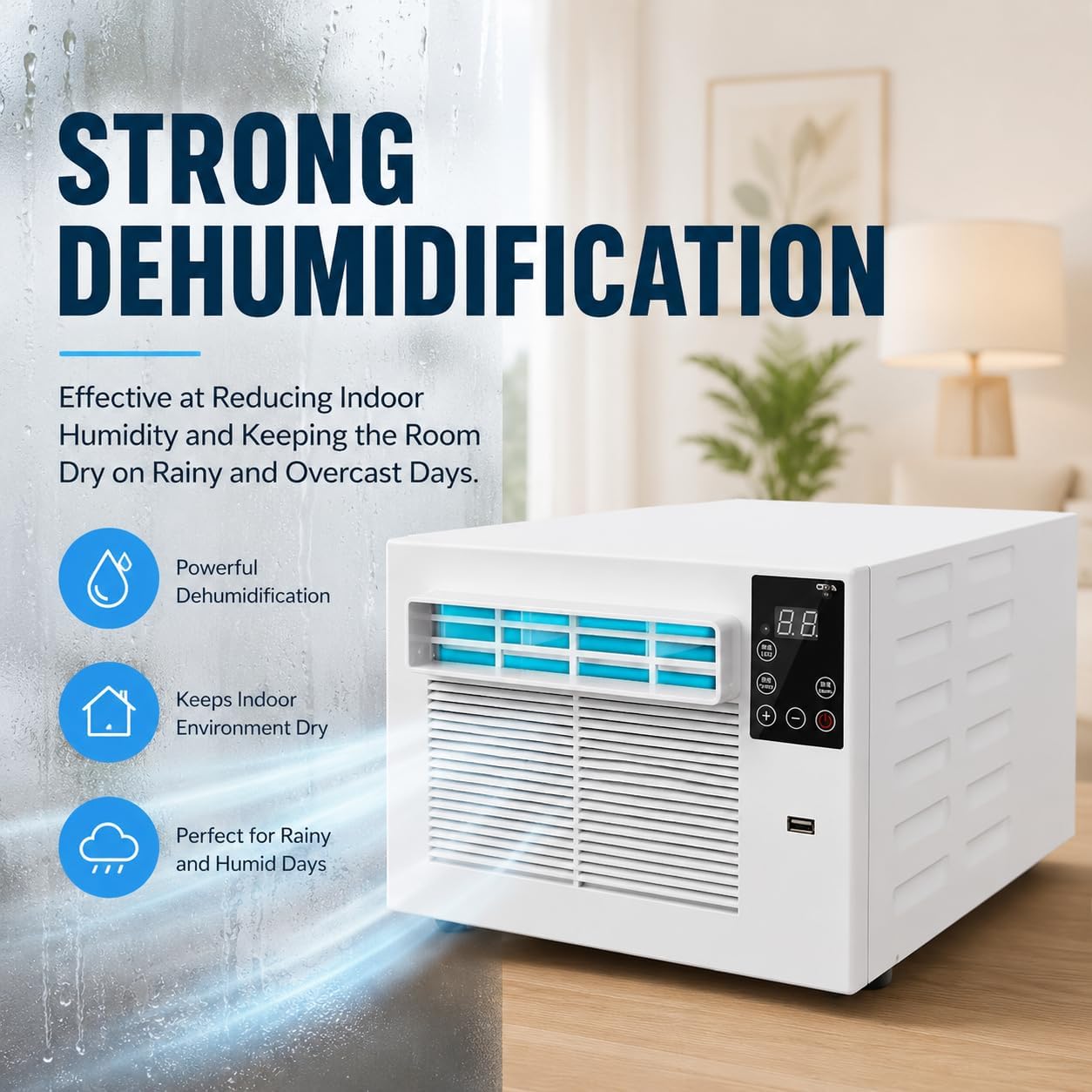 GENERIC 1876BTU Unité De Courant Alternatif Portable, Déshumidificateur Compact Pour L'espace De 5m2, Contrôle De Refroidissement Et D'humidité Silencieux, Mouvement Facile Avec Roulettes, Aucune Unité Extéri