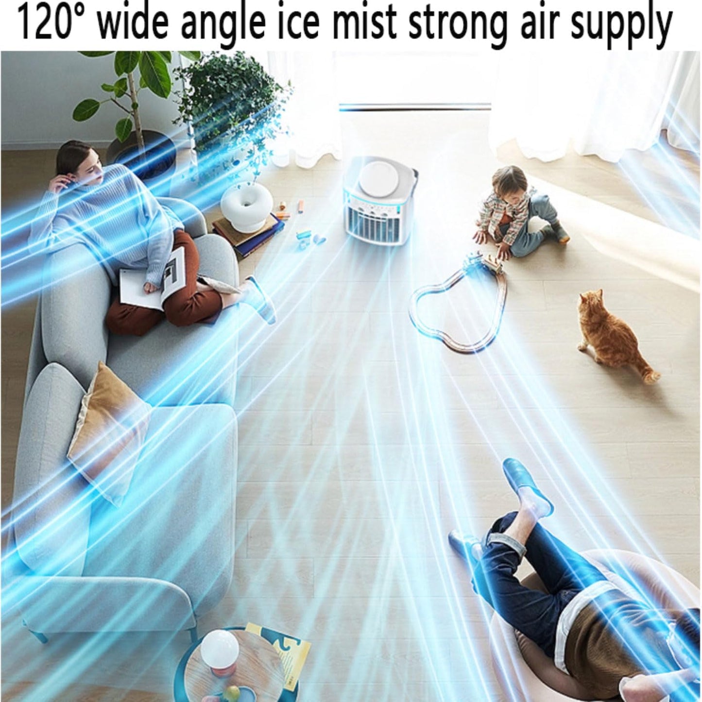  Climatiseur Portable Avec Télécommande, Silencieux, 3 Vitesses, Humidificateur Personnel à évaporation De 1000 Ml, 3 Brumisateurs, Veilleuse, Minuterie 2-8 H, Petit Climatiseur Portable Pour Chambre