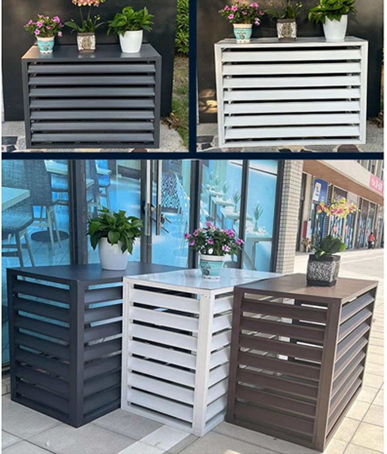 GENERIC Housse De Climatiseur D'intérieur Et D'extérieur En Aluminium Pour Mini Climatiseur Et Pompe à Chaleur, Protection Résistante Aux Intempéries Avec étagère Pour Plantes (taille : 110 X 60 X 80 Cm