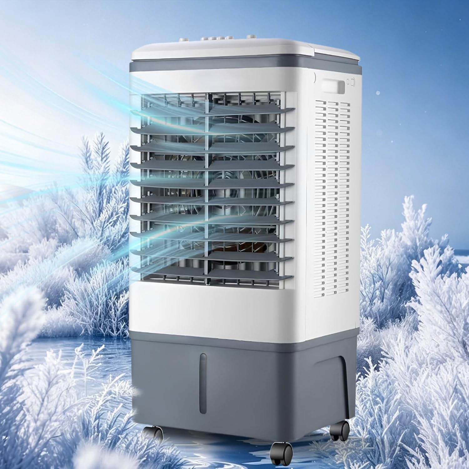 GENERIC Rafraîchisseur D'Air Évaporatif 20 L, Ventilateur De Climatisation Portable, Contrôle Mécanique Pratique, 2 Boîtes à Glace