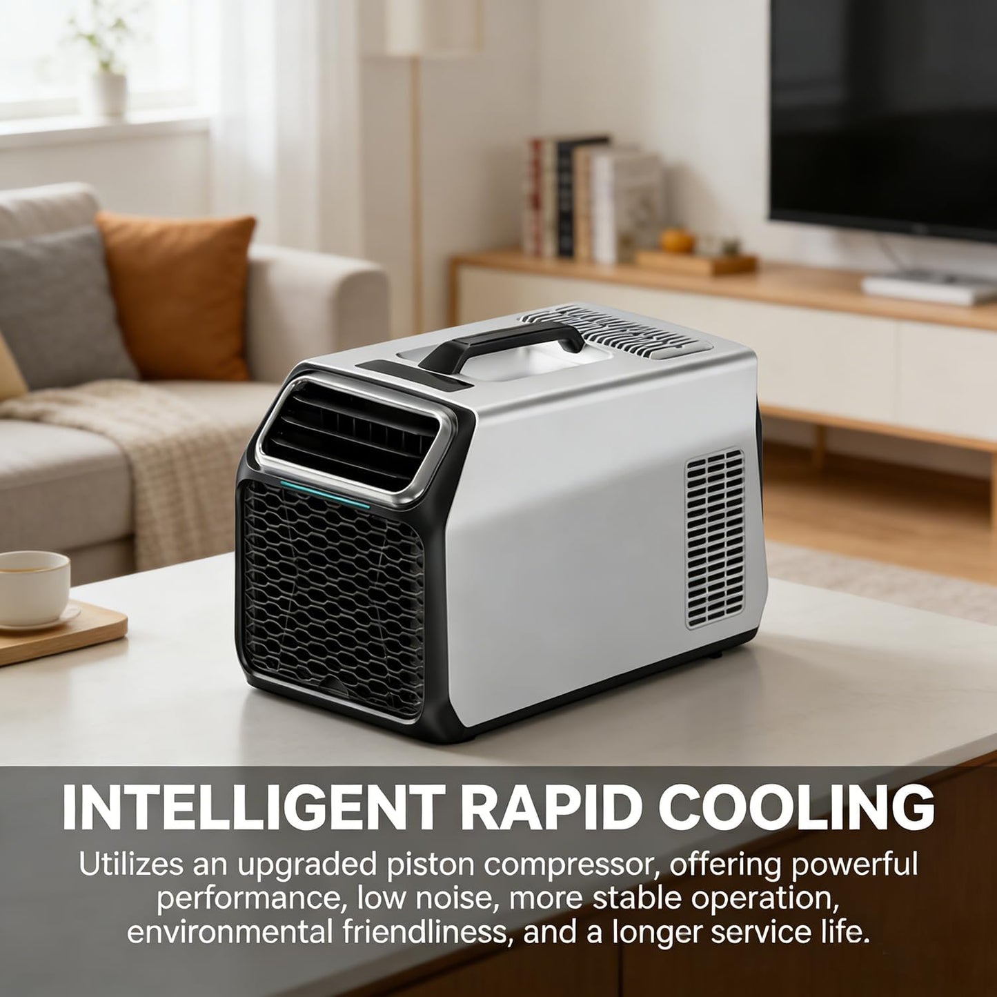  Climatiseur Portable Camping 3500 BTU Avec Vrai Compresseur, Climatiseur Mobile Silencieux Pour Tente, Camping-Car, Camion Et Voiture, Déshumidificateur Intégré & Mode Nuit Gray