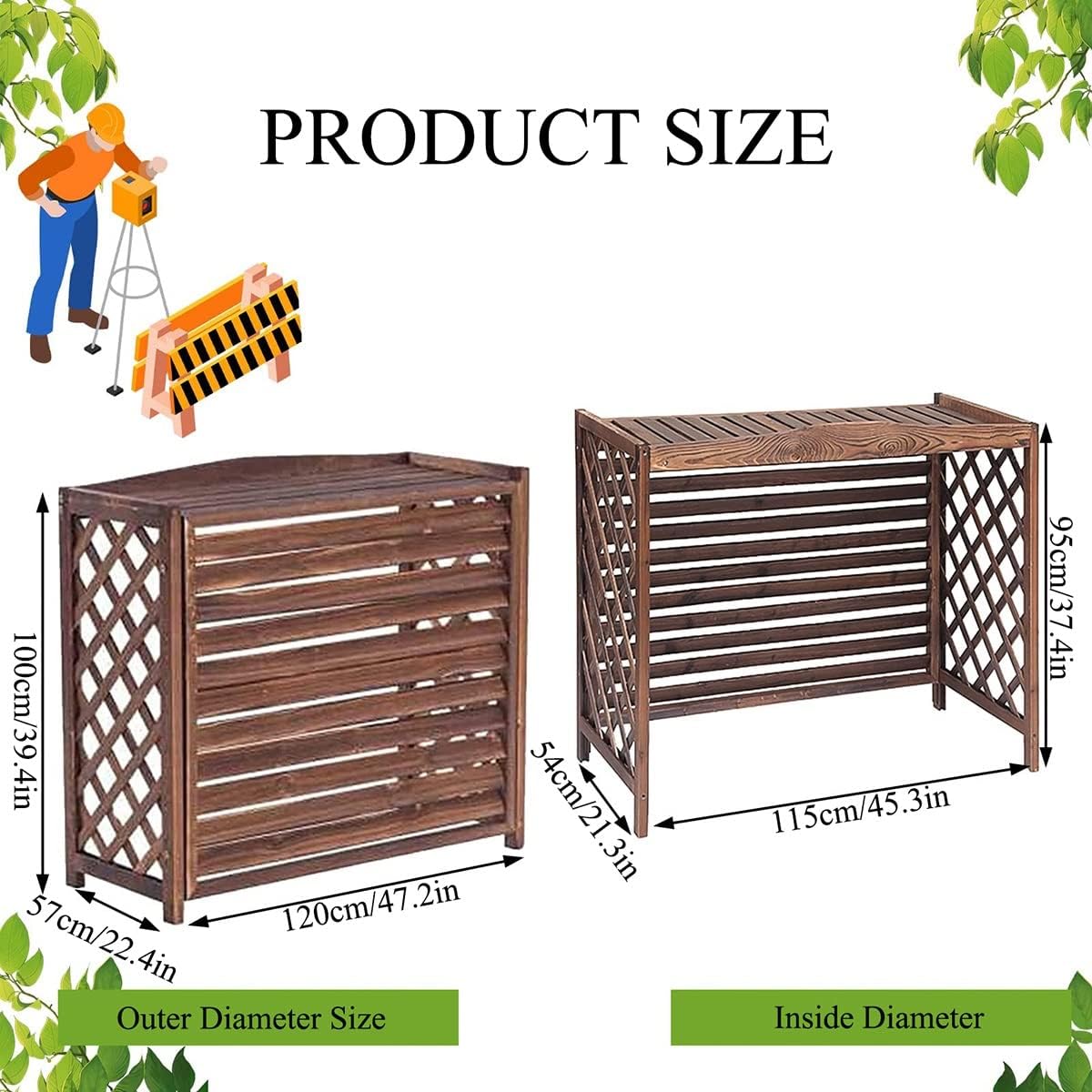  Clôture De Climatiseur D'extérieur, Housse De Climatiseur En Bois Massif Pour Pompes à Chaleur, Support Décoratif Pour Climatiseur, Support De Fleurs En Bois
