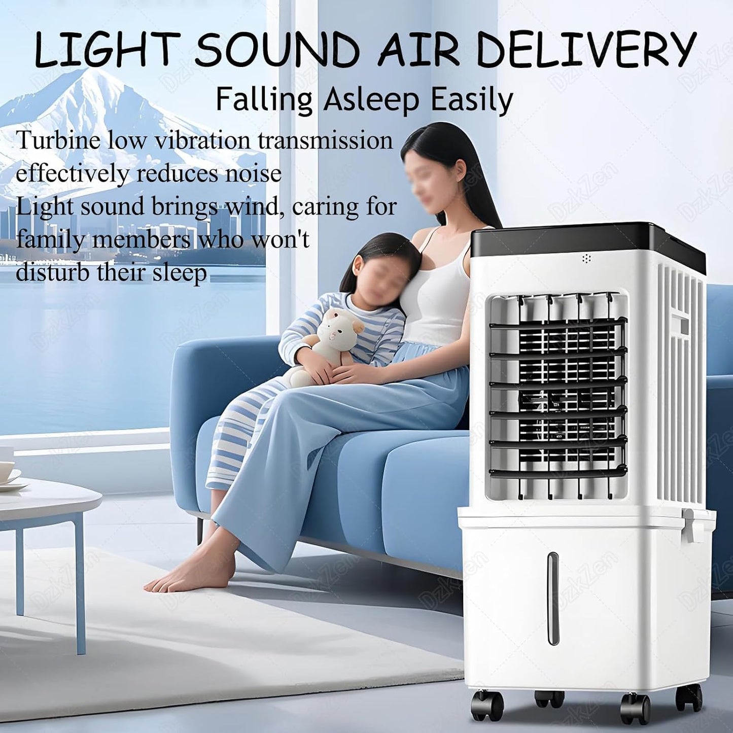  Climatiseur Portable Sans Conduit D'éVacuation, RafraîChisseur D'air Pour La Maison Et Le Bureau, 3 Vitesses RéGlables, éCoéNergéTique, Design Compact Et LéGer