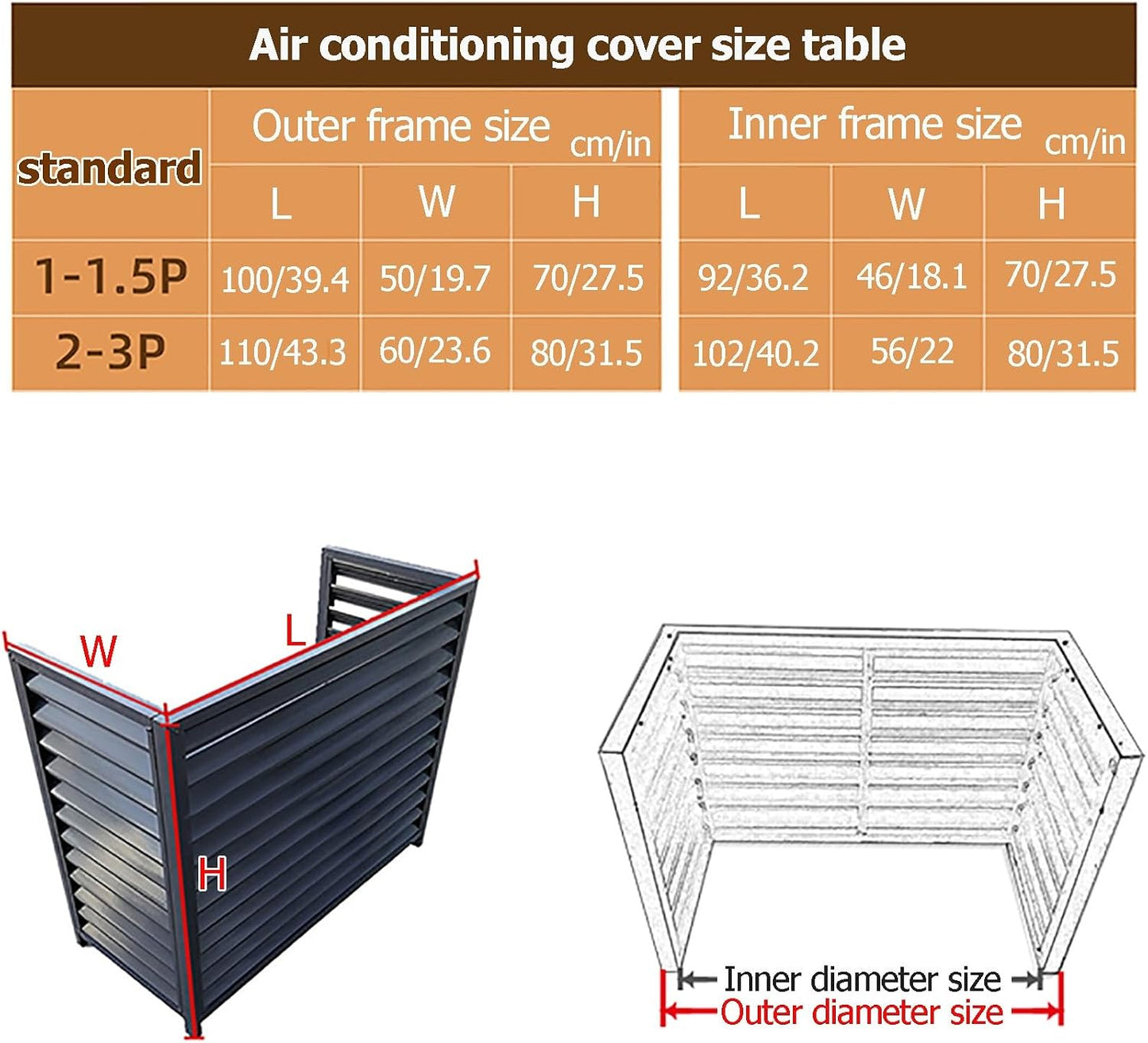  Housse De Climatiseur En Aluminium Et écran De Pompe à Chaleur – Clôture Décorative Extérieure Pour Condensateur Pour Unités De Climatisation Et Ordures – Idéal Pour Une Utilisation En Intérieur