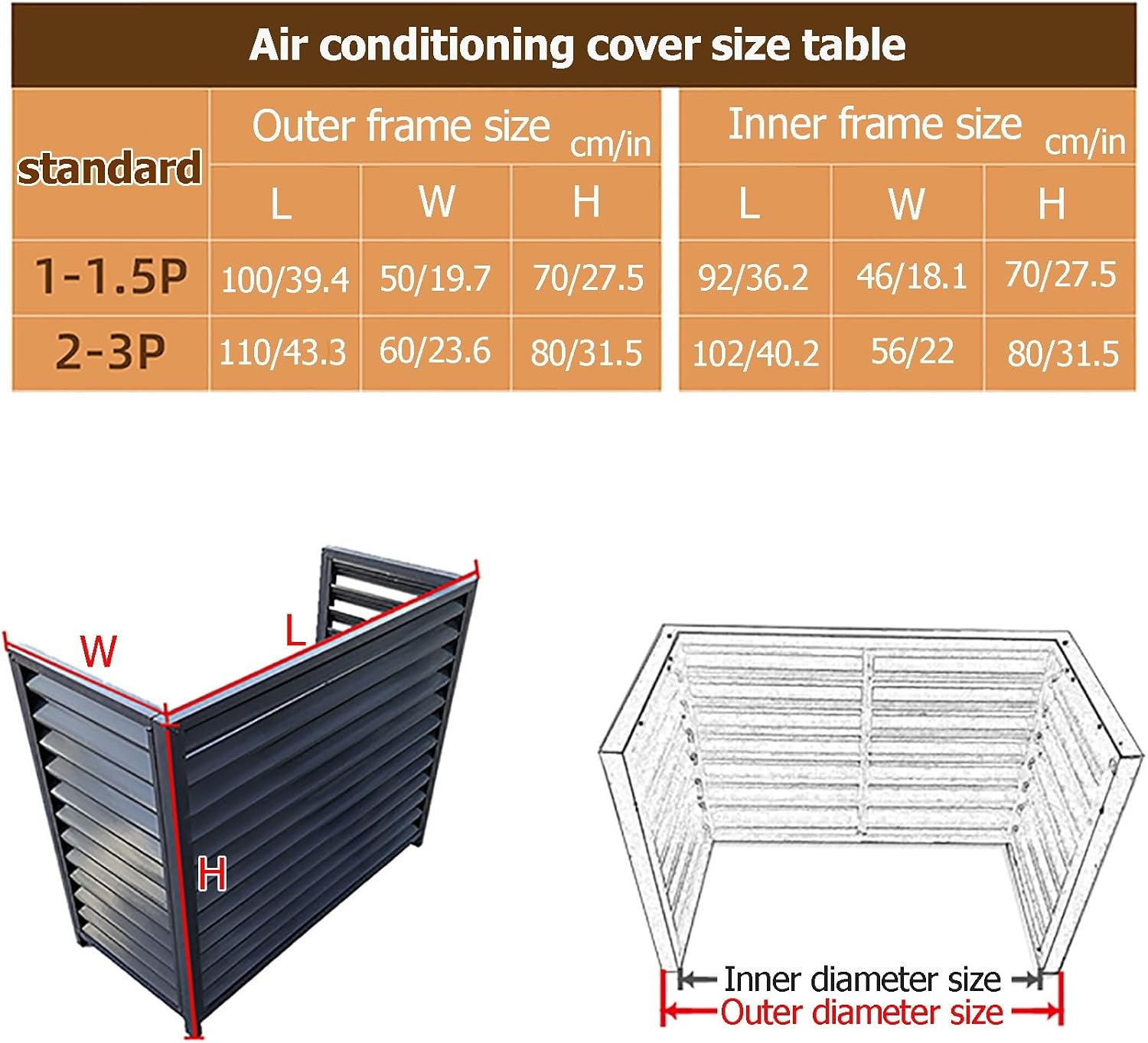  Housse De Climatiseur En Aluminium Et écran De Pompe à Chaleur – Clôture Décorative Extérieure Pour Condensateur Pour Unités De Climatisation Et Ordures – Idéal Pour Une Utilisation En Intérieur