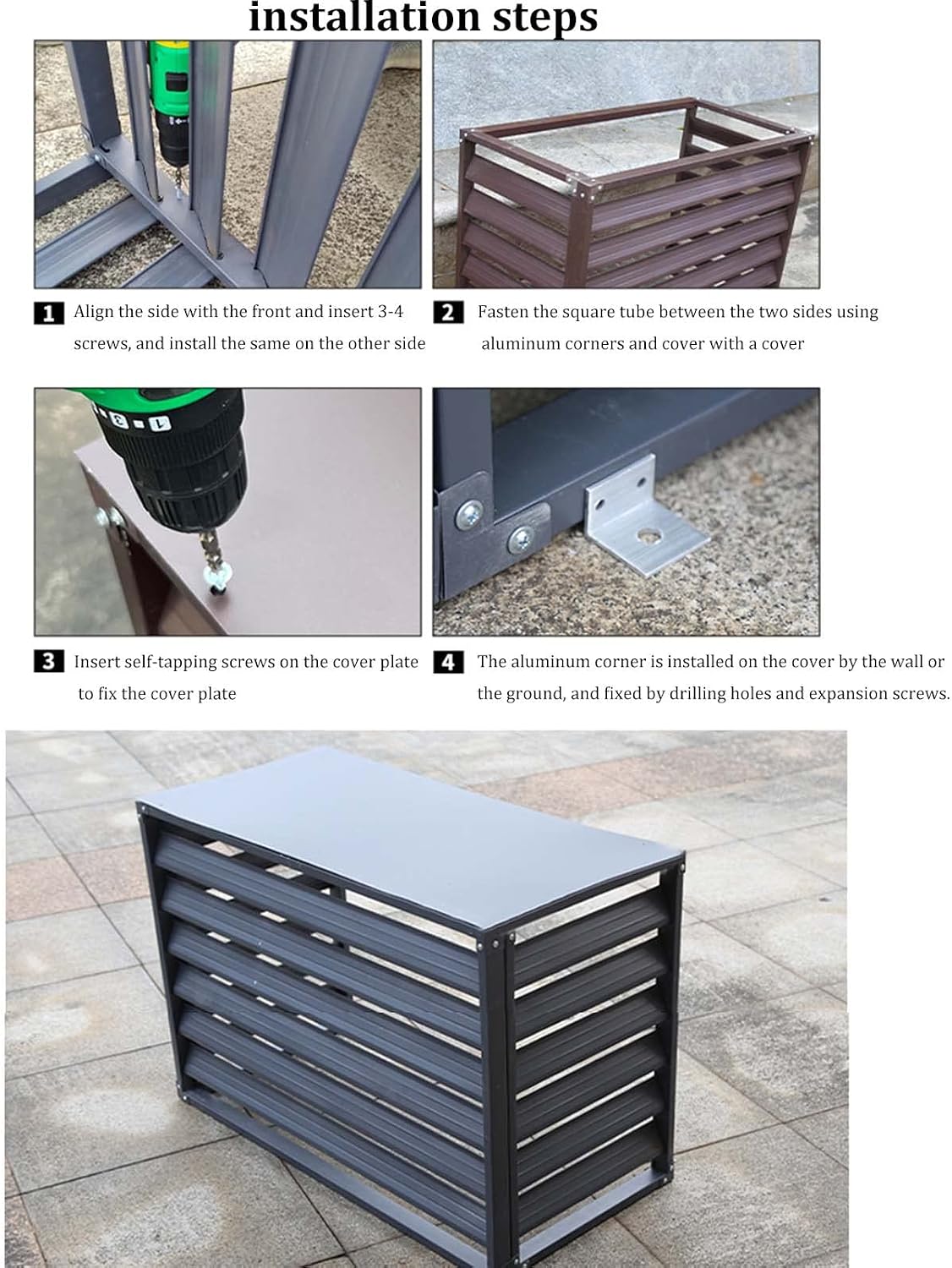 GENERIC Housse En Aluminium Pour Climatiseur Toutes Saisons – Décoration Extérieure Pour Unités De Climatisation Et Poubelles – Protection Autoportante Pour équipement D'extérieur