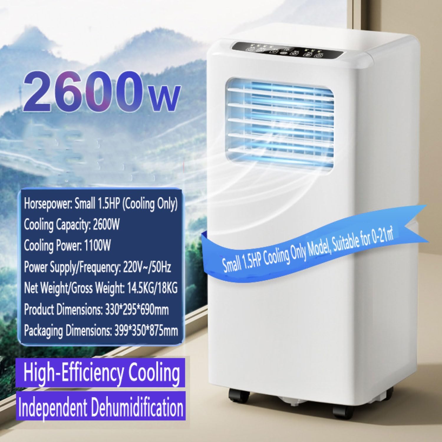  Climatiseurs Portables Pour Grande Pièce Smart AC Unit Avec Télécommande Déshumidificateur De Refroidissement Rapide Kit De Fenêtre En Mode Veille Silencieux Inclus Refroidissement AC Unit Ventilateur