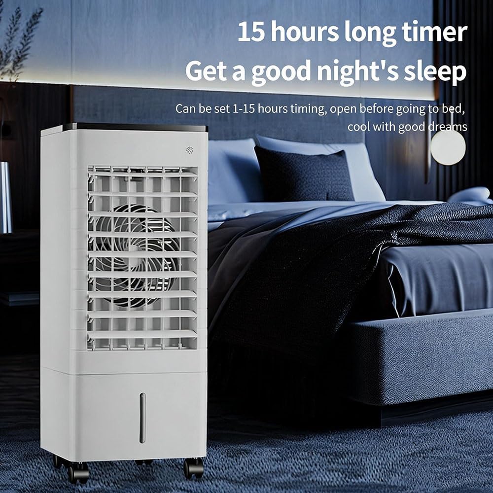GENERIC Refroidisseur D'air Portable Pour Climatiseur, Refroidisseur D'air Par évaporation De 9 L Avec Télécommande, Ventilateur 4 En 1, 3 Vitesses, écran LED, 4 Blocs De Glace, Minuterie De 7,5 H
