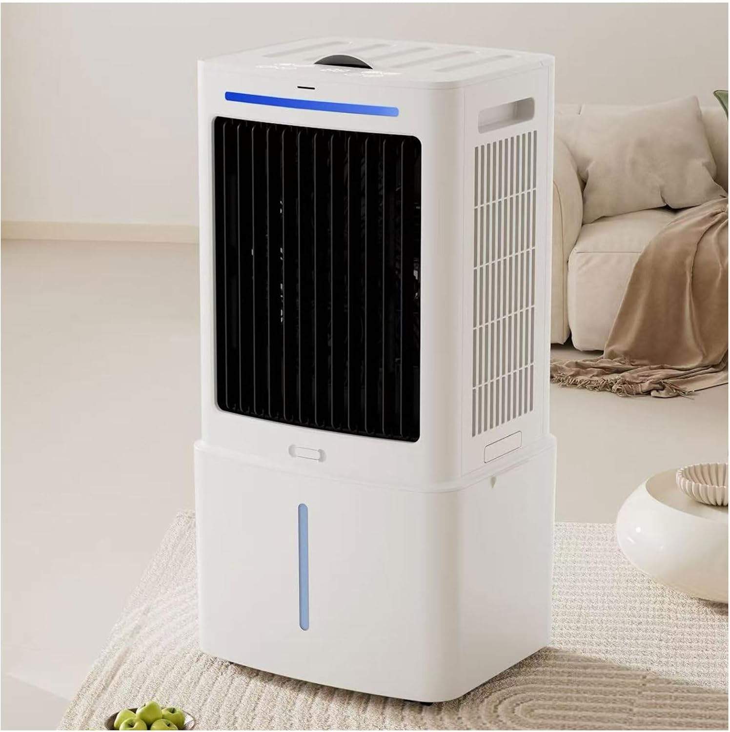 Rafraîchisseur D'Air, 3 Vitesses, Climatiseur Mobile Avec Télécommande, Avec 12L Réservoir Amovible, Minuterie 1-12h, Oscillation 60°, Silencieux Climatiseur Portable Pour Camping Chambre Cuisine