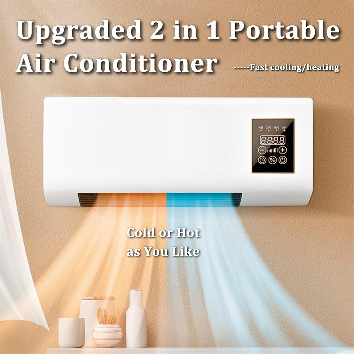  Mini Ventilateur Mural, Système De Séparation Portable Avec Le Mode Ventilateur.180W Refroidissement Efficace Pour Le Bureau à Domicile.Opération Ultra-calme Et Télécommande.La Conception Compacte Éco